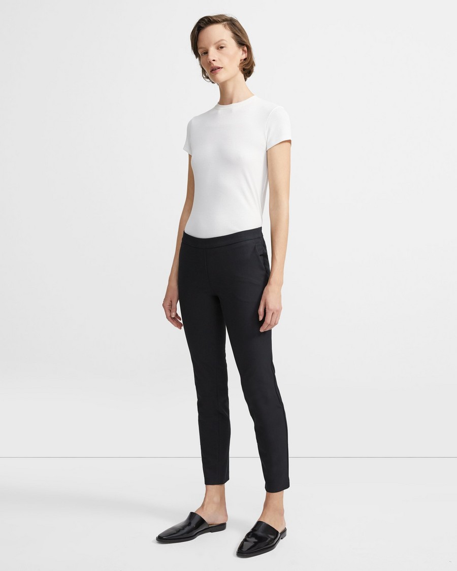 Stretch Cotton Crop Pant | Theory