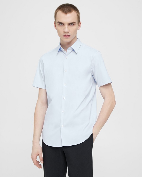 띠어리 셔츠 Theory Sylvain Short-Sleeve Shirt in Good Cotton,OLYMPIC