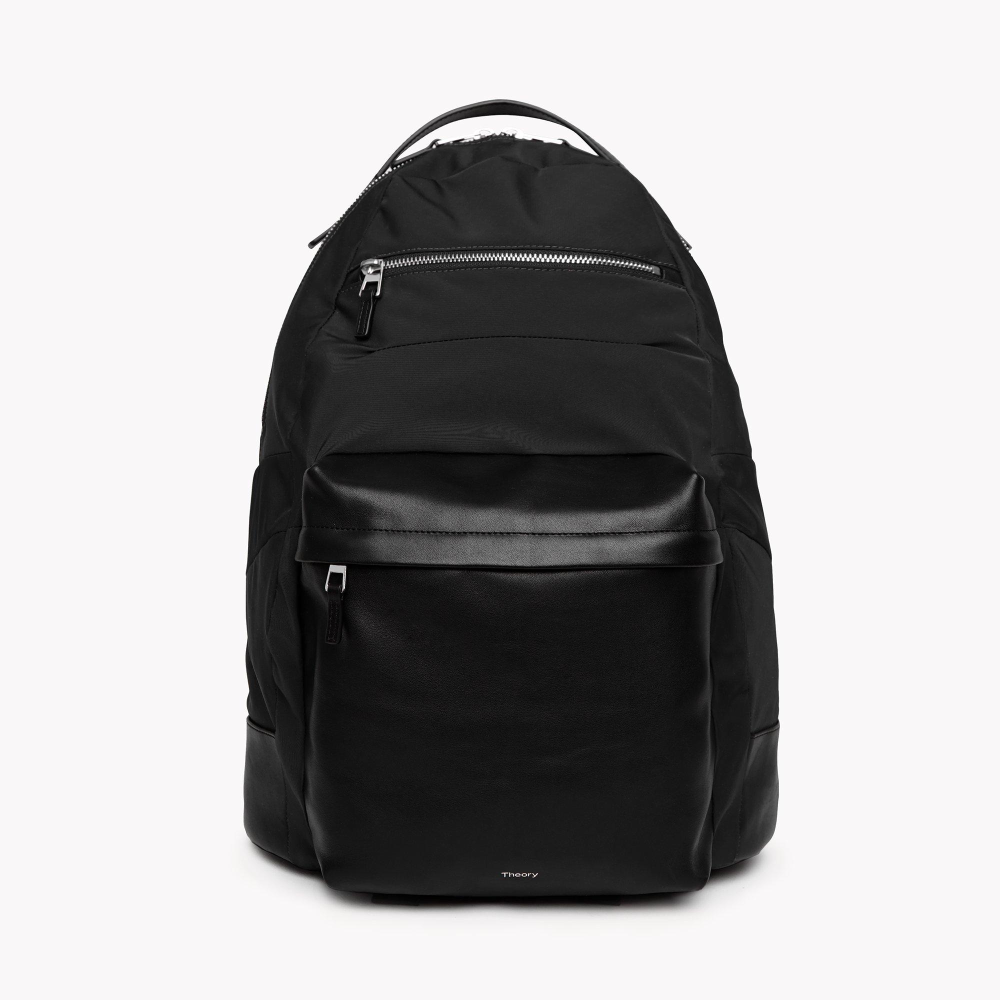 leather and nylon backpack