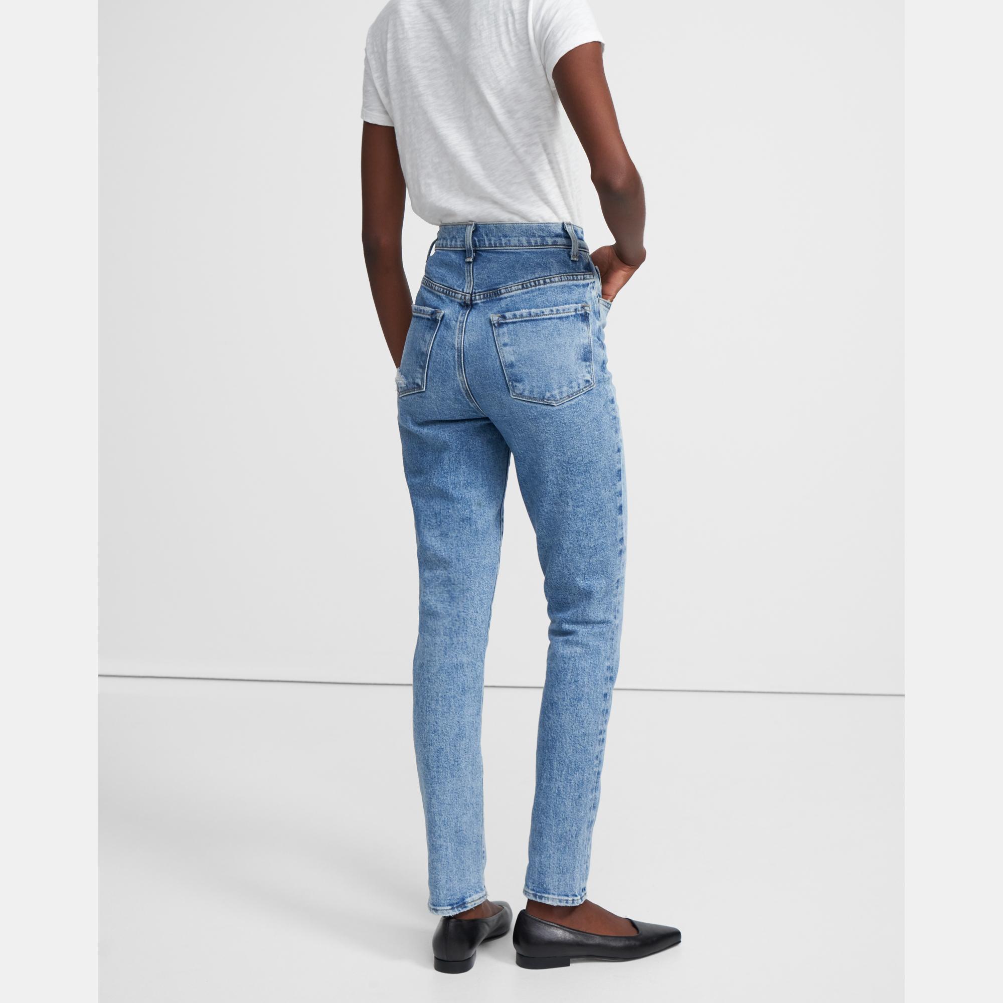 high waisted slim straight jeans
