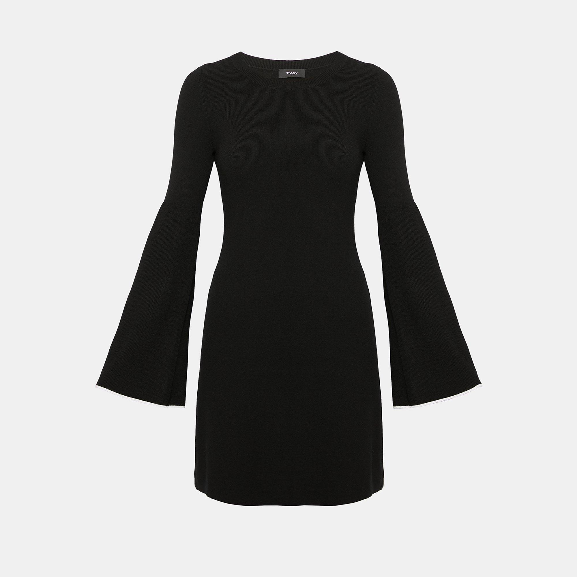 black bell sleeve mini dress