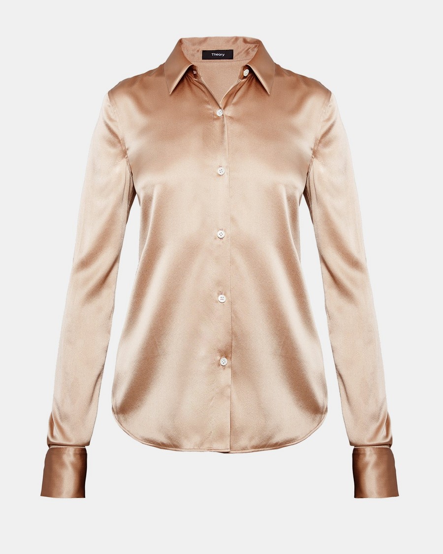 Satin Perfect Fitted Shirt | Theory