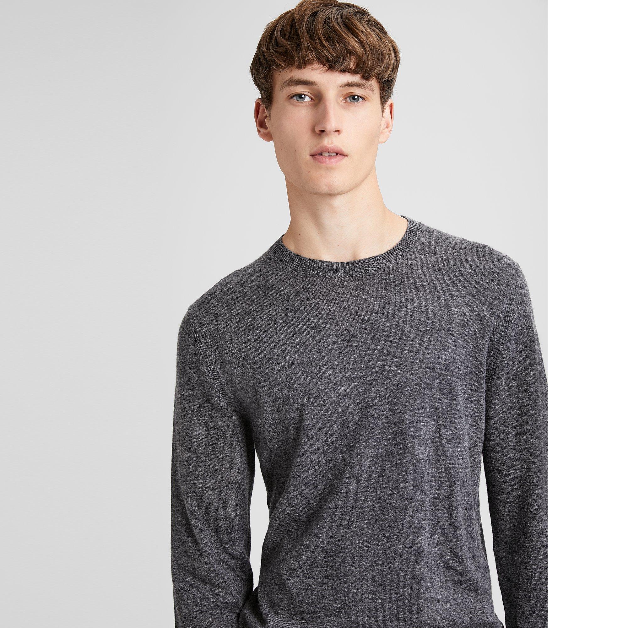grey cashmere crew neck sweater