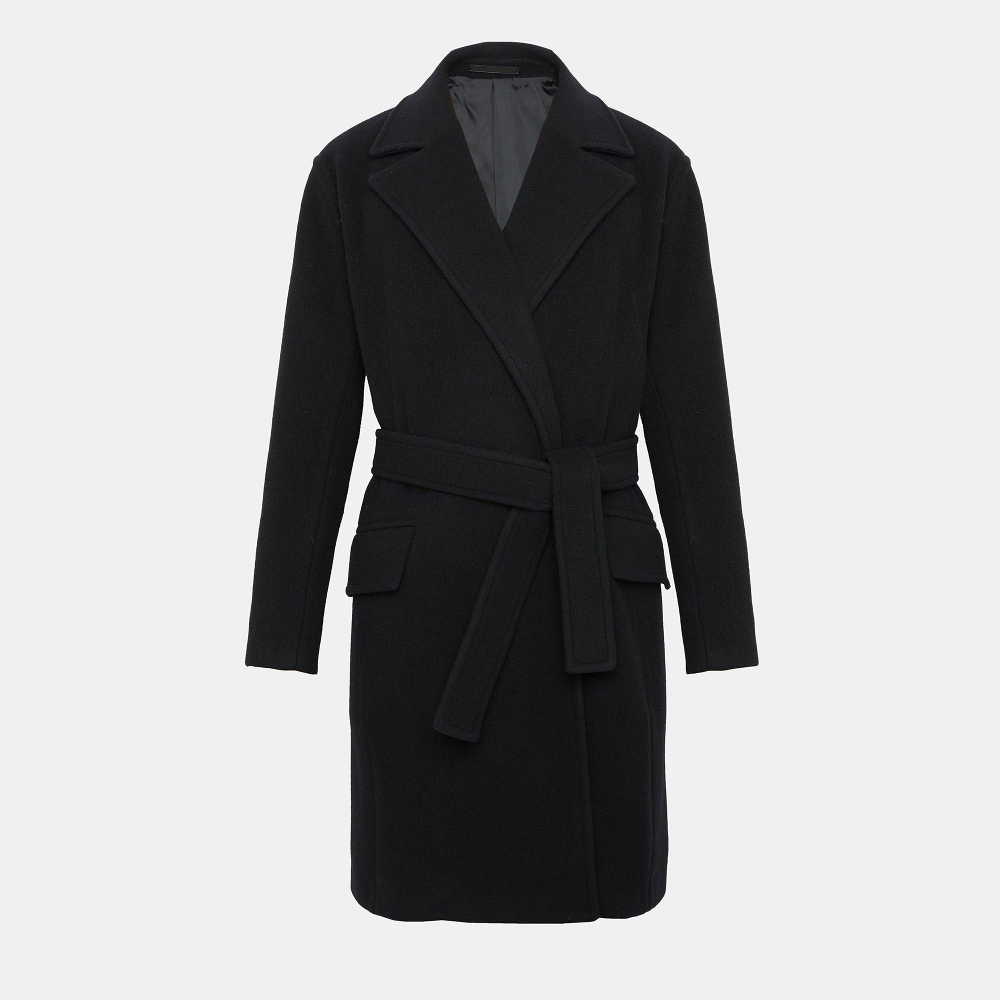 black wrap coat with belt