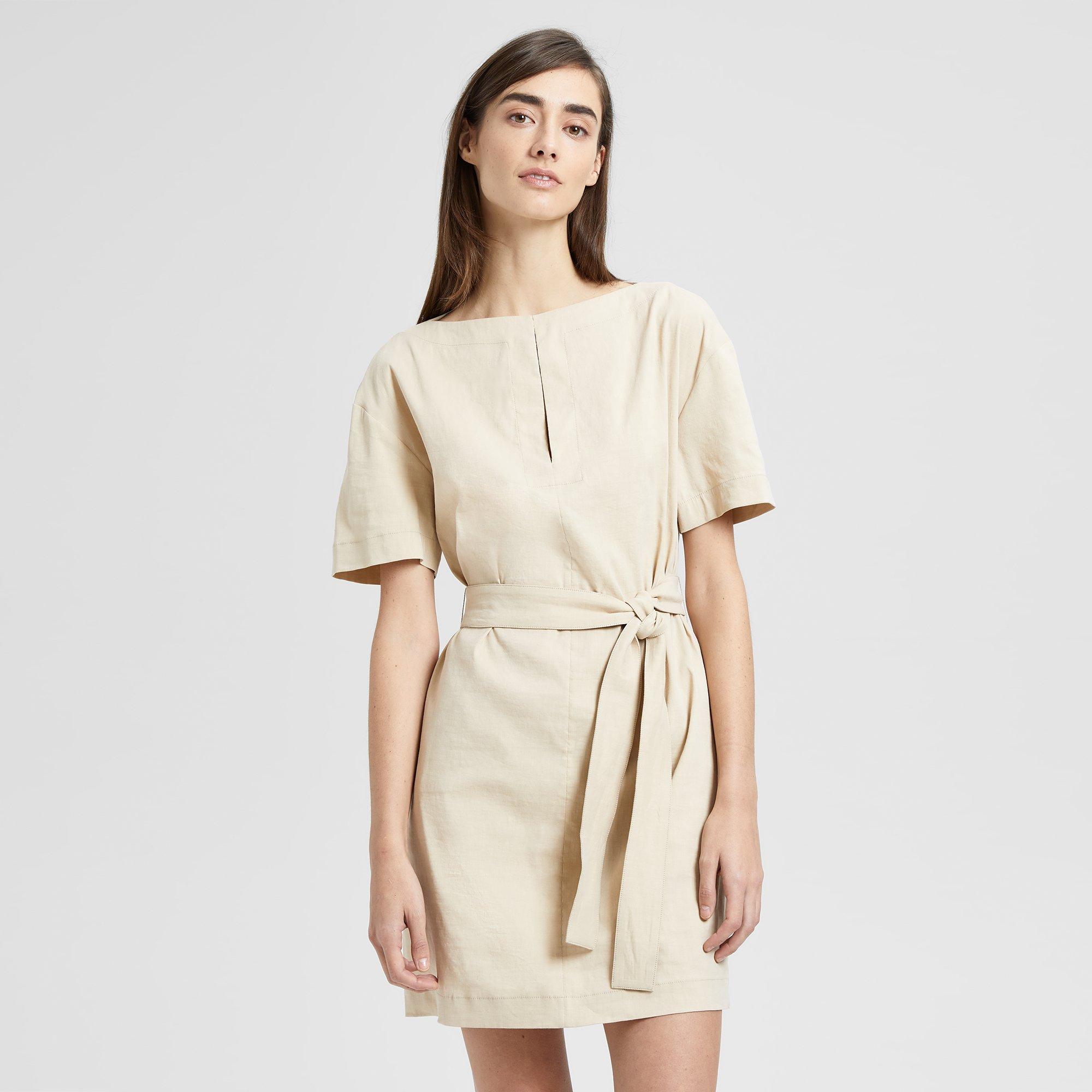 linen belted dress