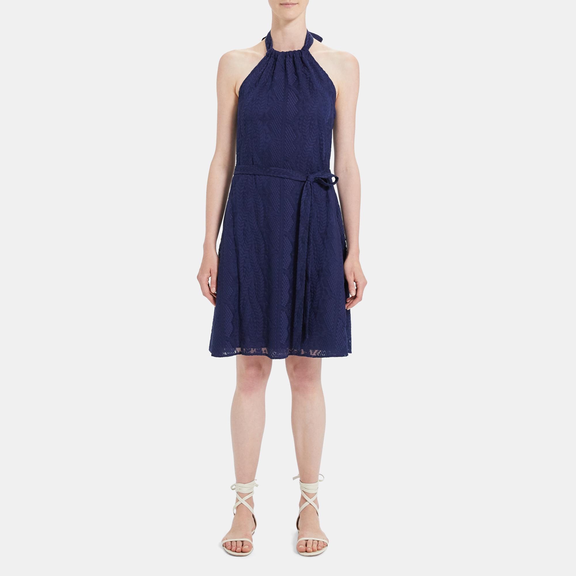 Embroidered Lace Halter Dress 0 - click to view larger image