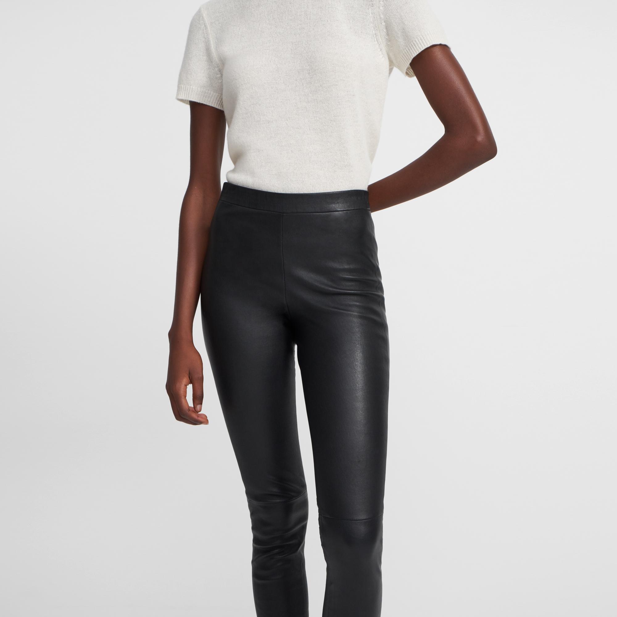 theory black leather pants