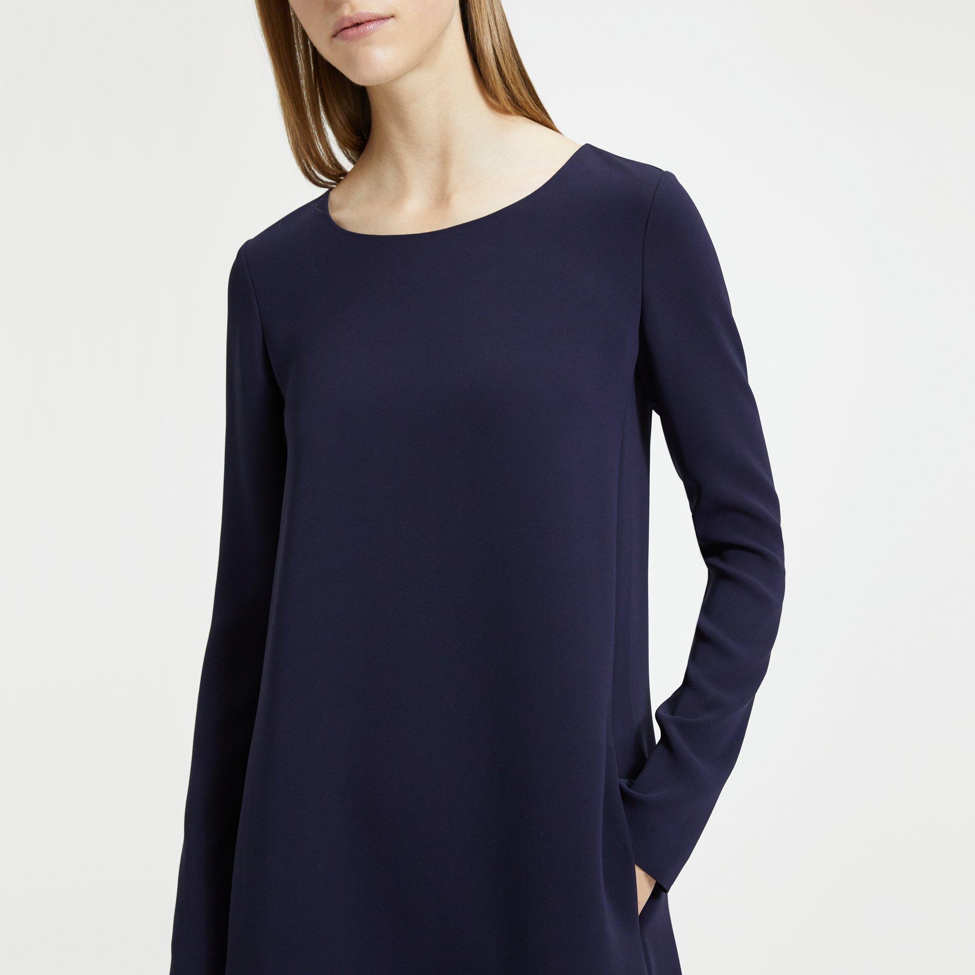 theory long sleeve paneled shift dress