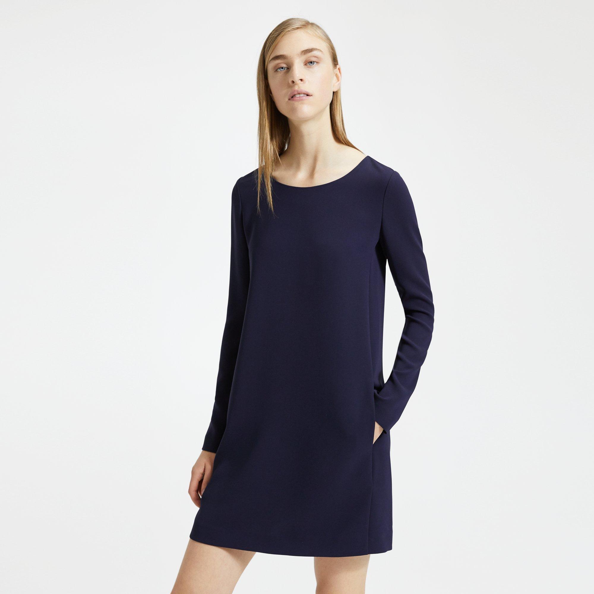 theory long sleeve paneled shift dress