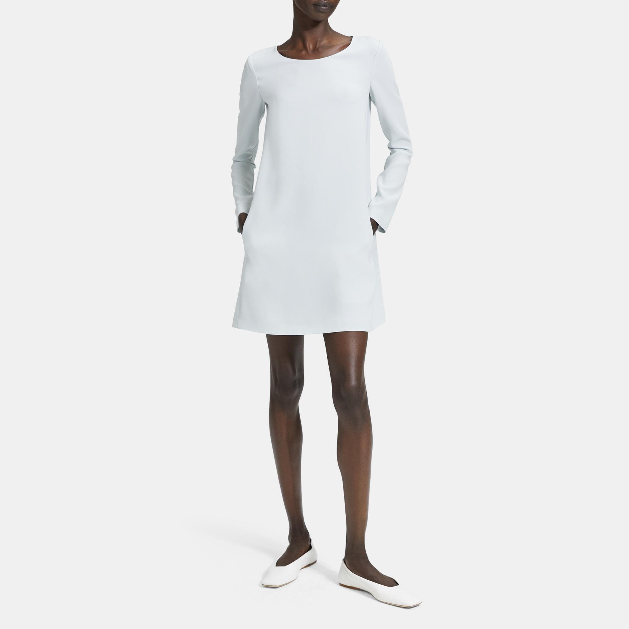 theory long sleeve paneled shift dress