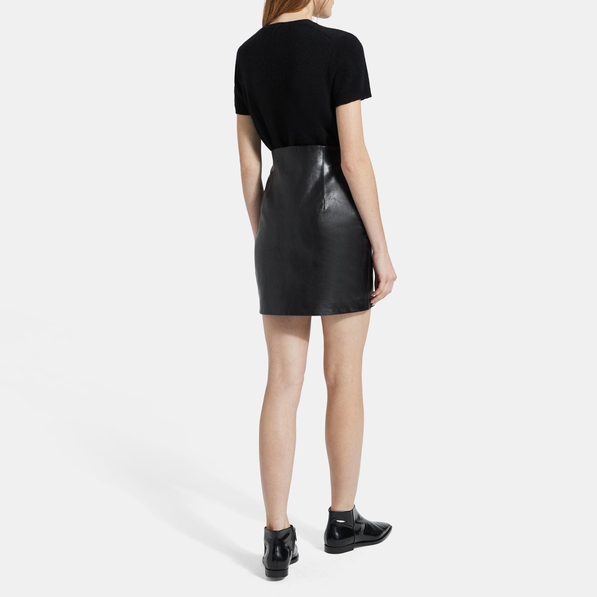 Wax Leather Mini Skirt | Theory