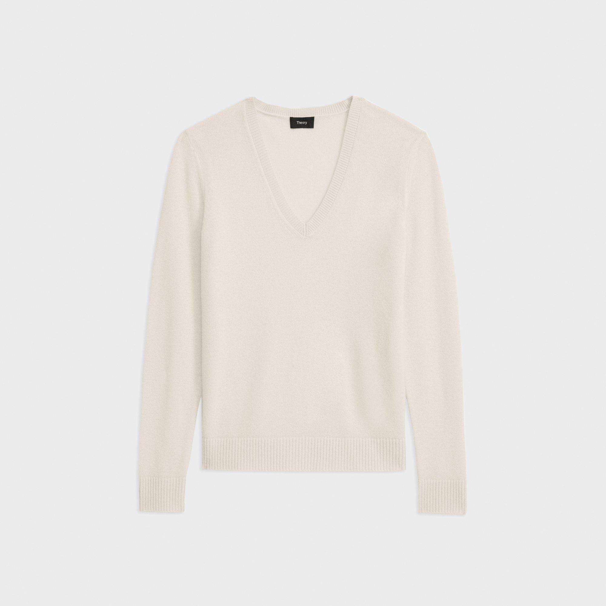 V-Neck Sweater in Feather Cashmere 0 - click to view larger image