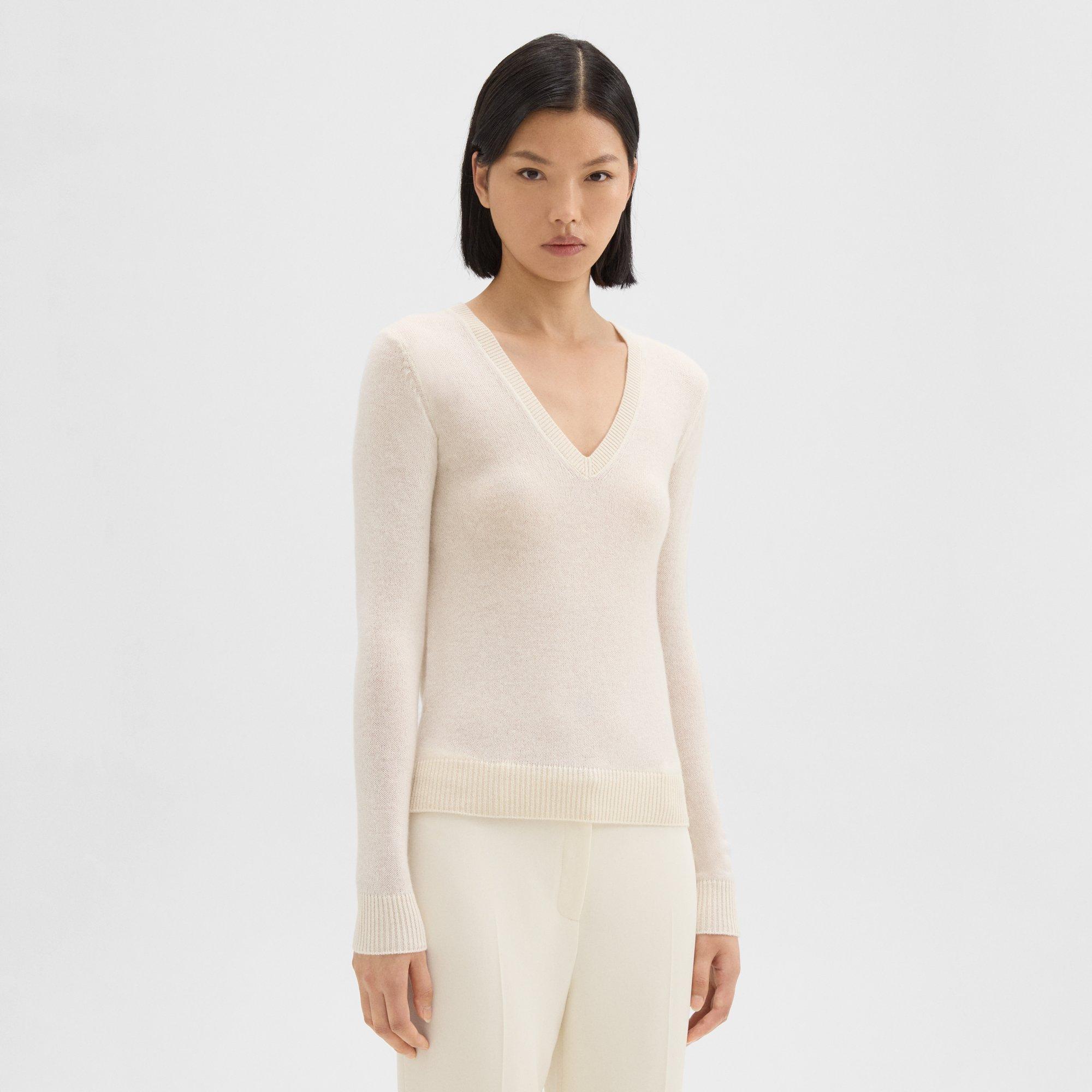 V-Neck Sweater in Feather Cashmere 0 - click to view larger image