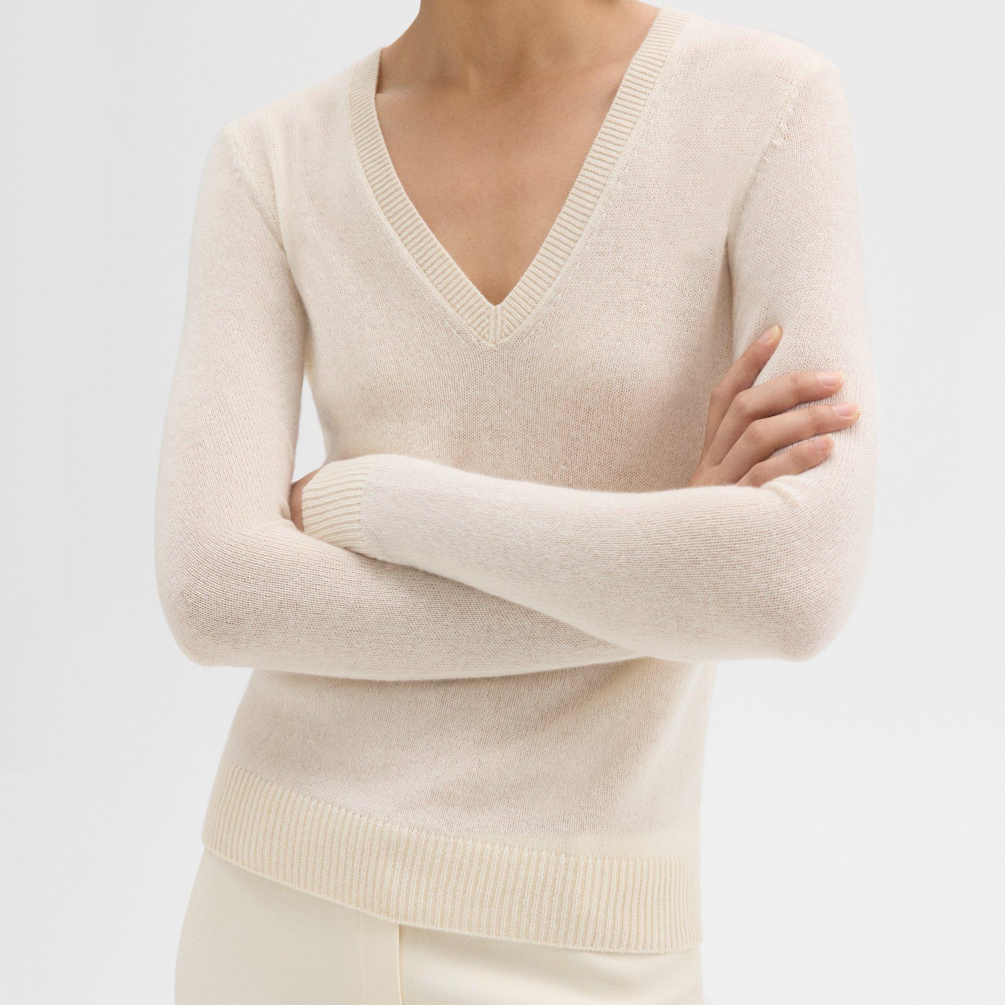 V-Neck Sweater in Feather Cashmere 0 - click to view larger image