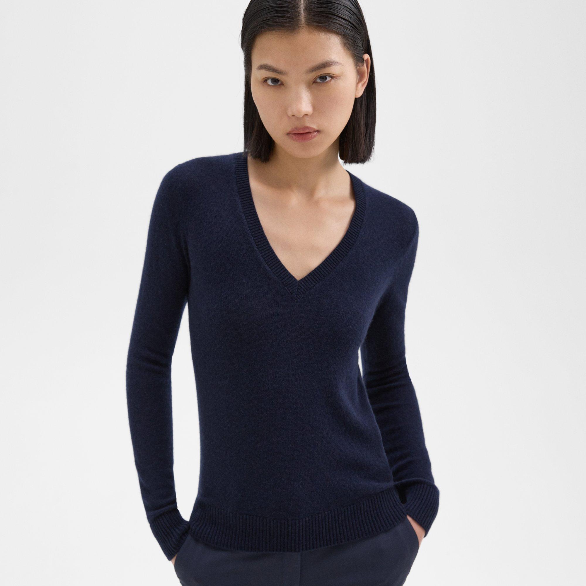 V-Neck Sweater in Feather Cashmere 0 - click to view larger image