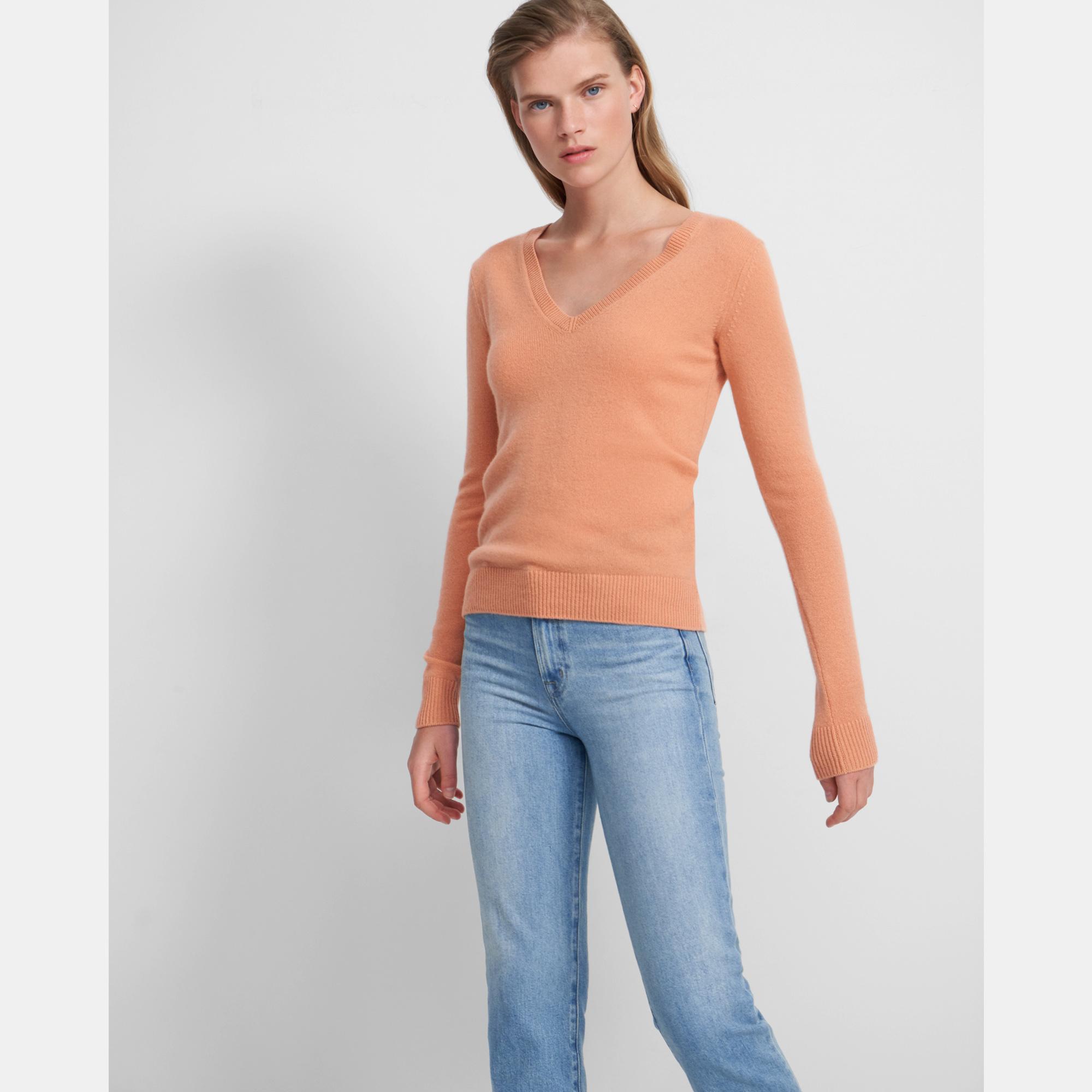 V-Neck Sweater in Feather Cashmere 0 - click to view larger image