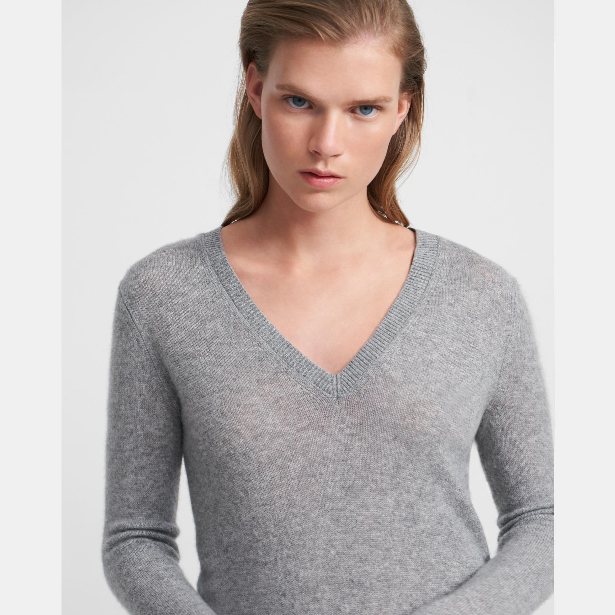 V-Neck Sweater in Feather Cashmere 0 - click to view larger image