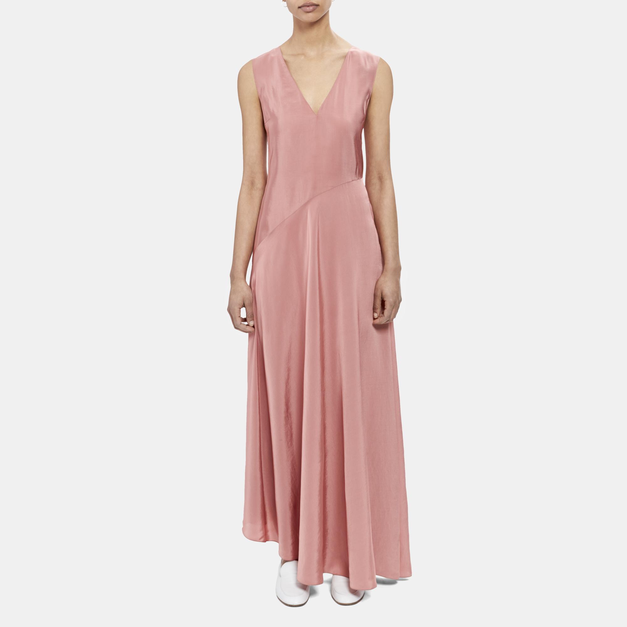 V Neck Draped Dress In Twill Theory