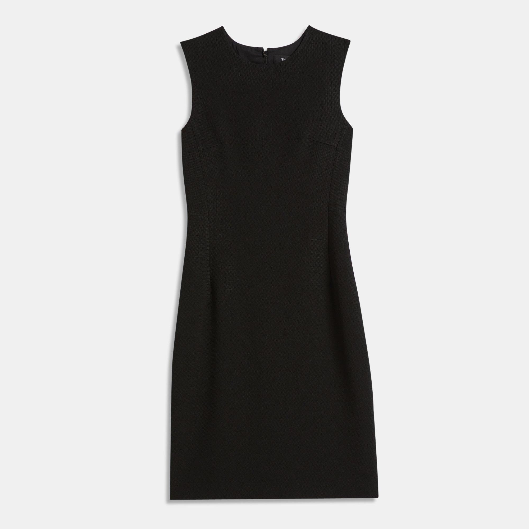 black fitted sleeveless dress