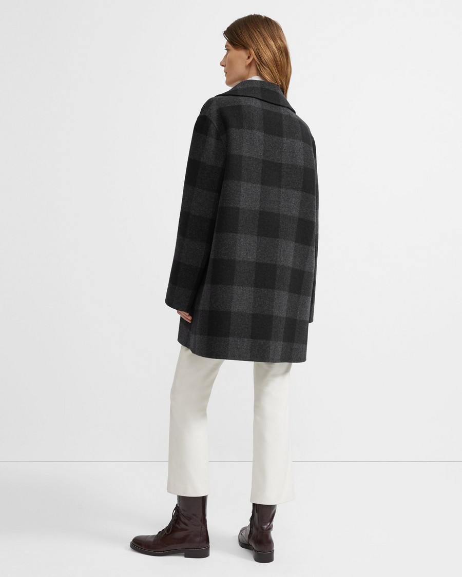 Double-Faced Check Overlay Coat 0 - click to view larger image