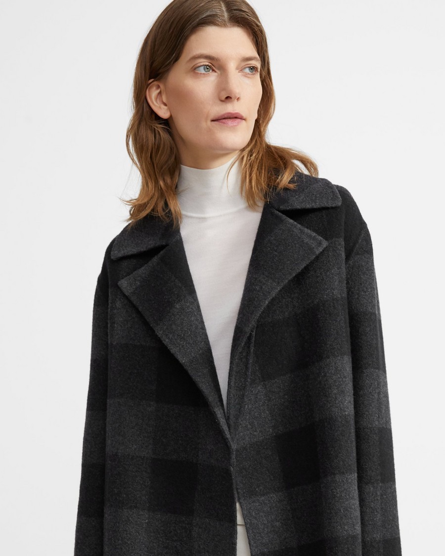 Double-Faced Check Overlay Coat 0 - click to view larger image