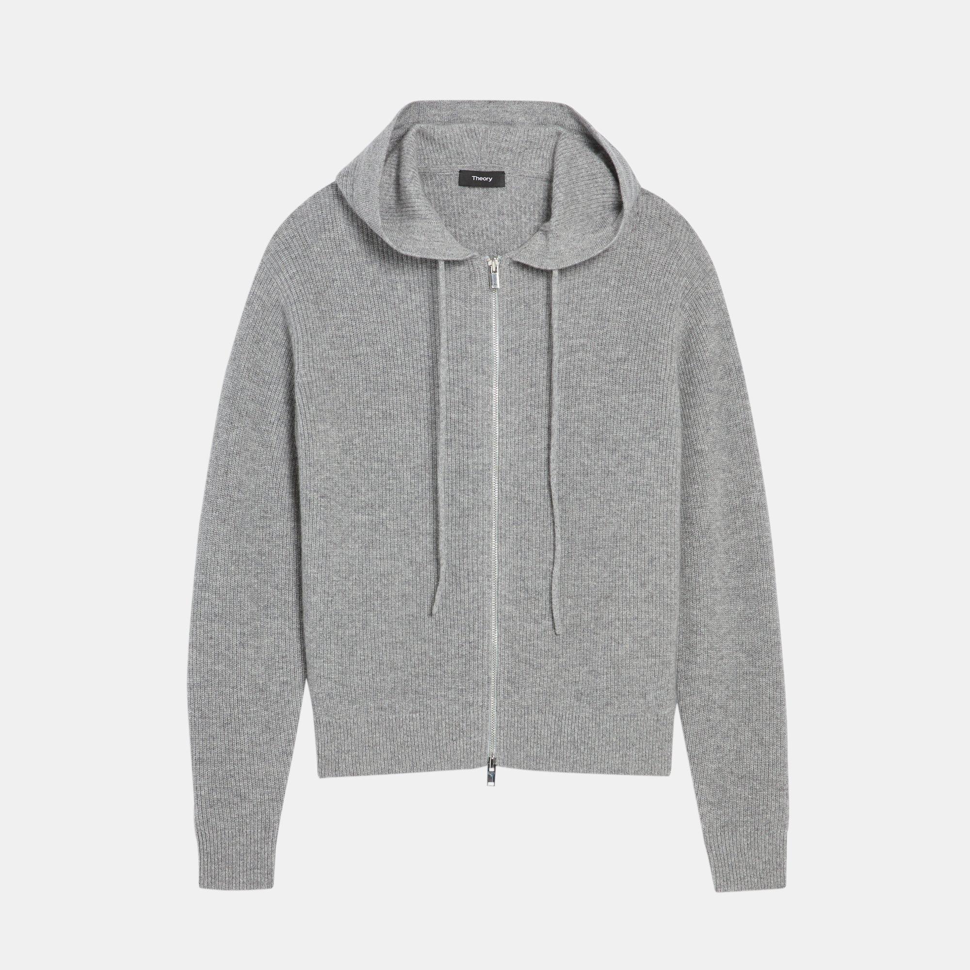 grey cashmere zip hoodie