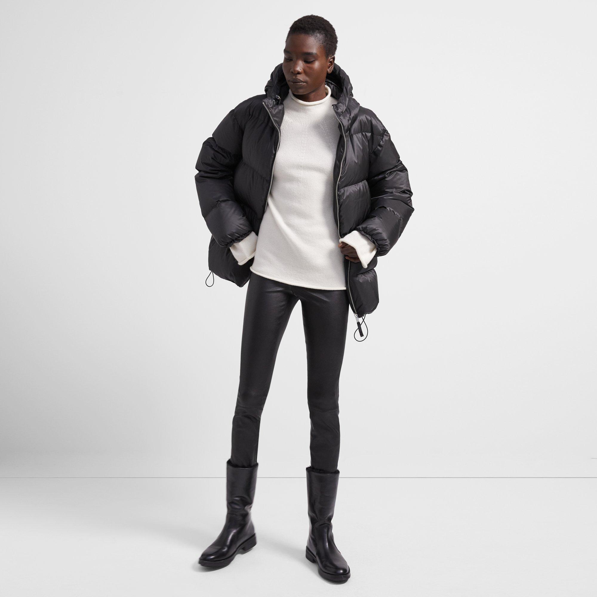 theory eco hooded puffer coat