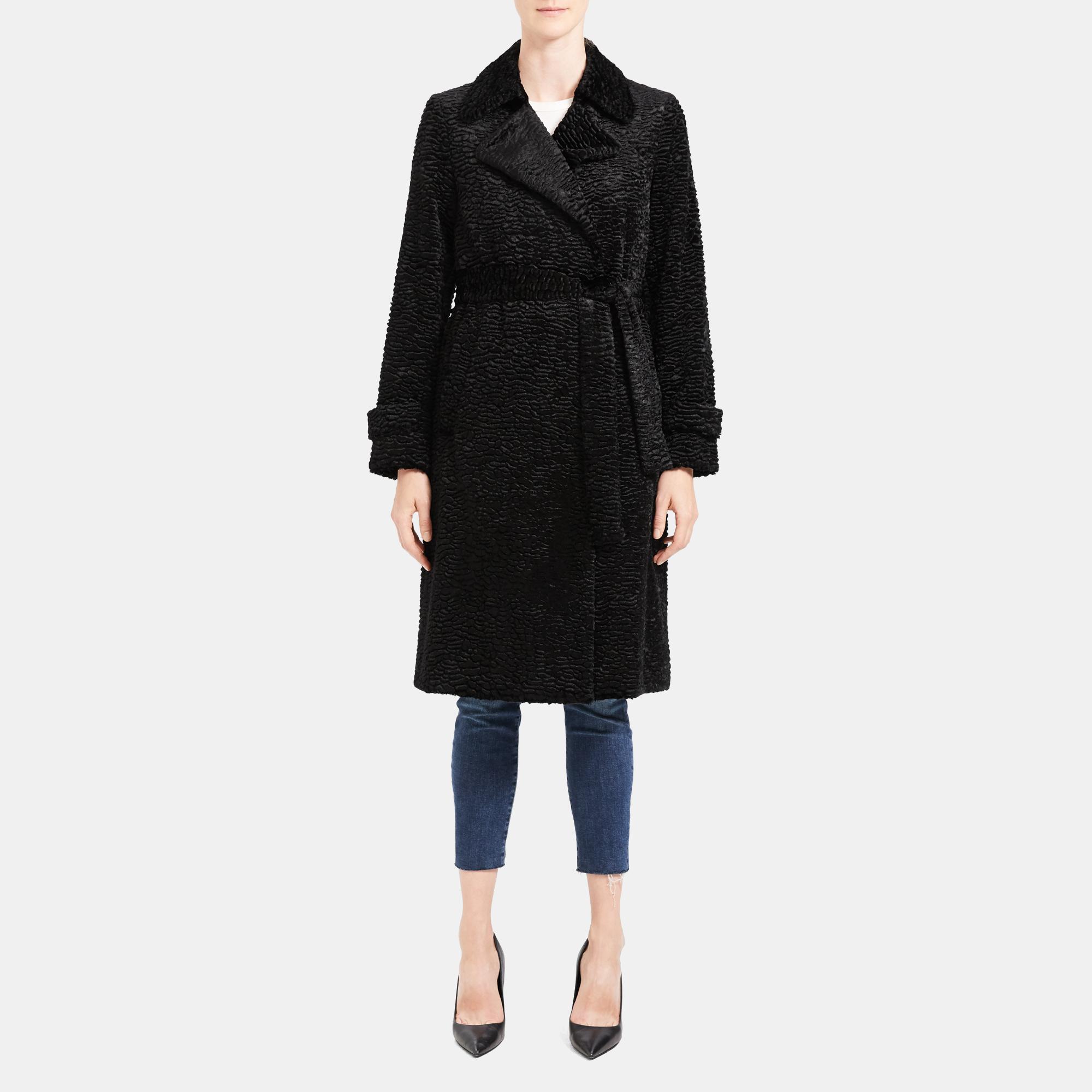 Oaklane Trench Coat in Faux Astrakhan 0 - click to view larger image