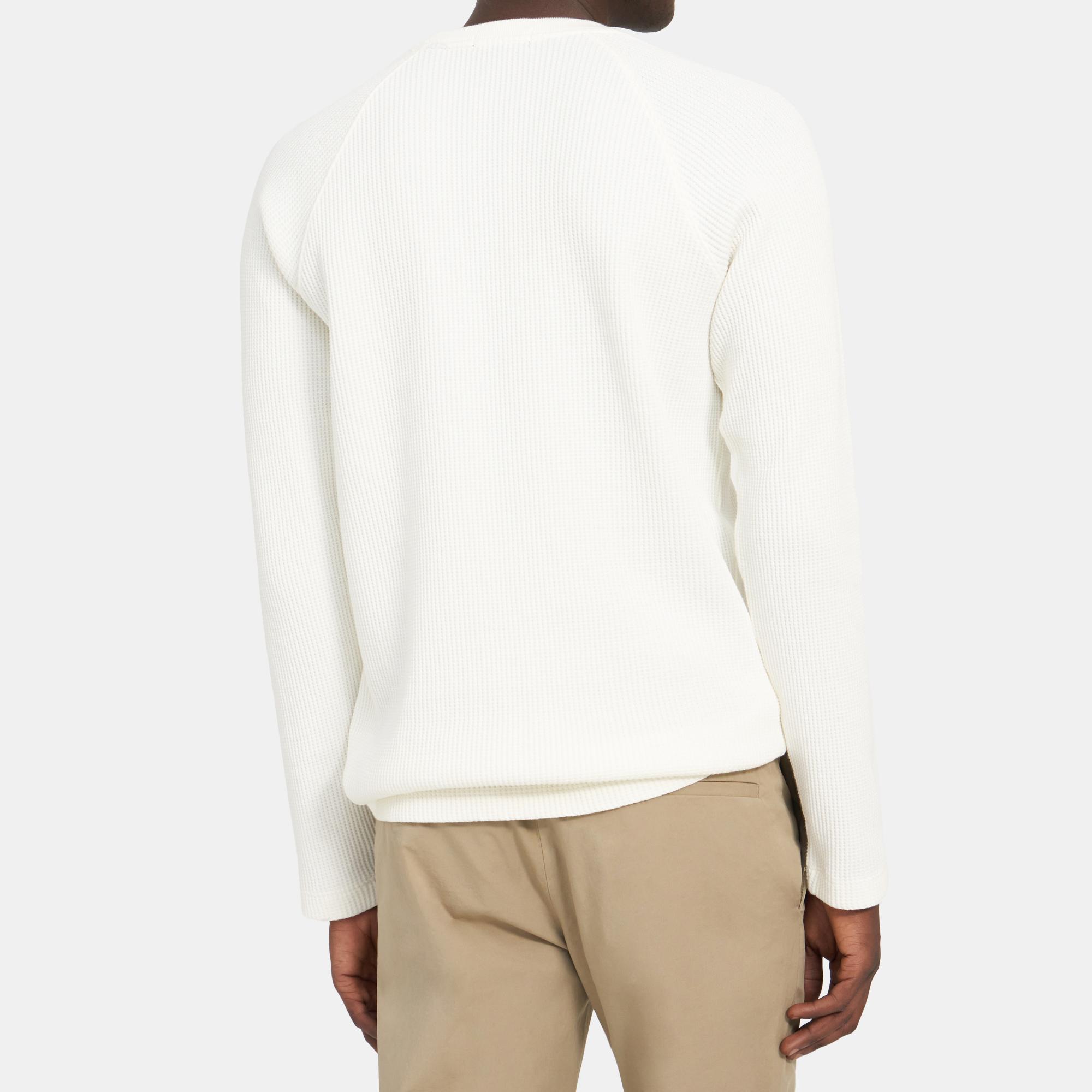 Crewneck Sweater in Waffle Knit Organic Cotton 0 - click to view larger image