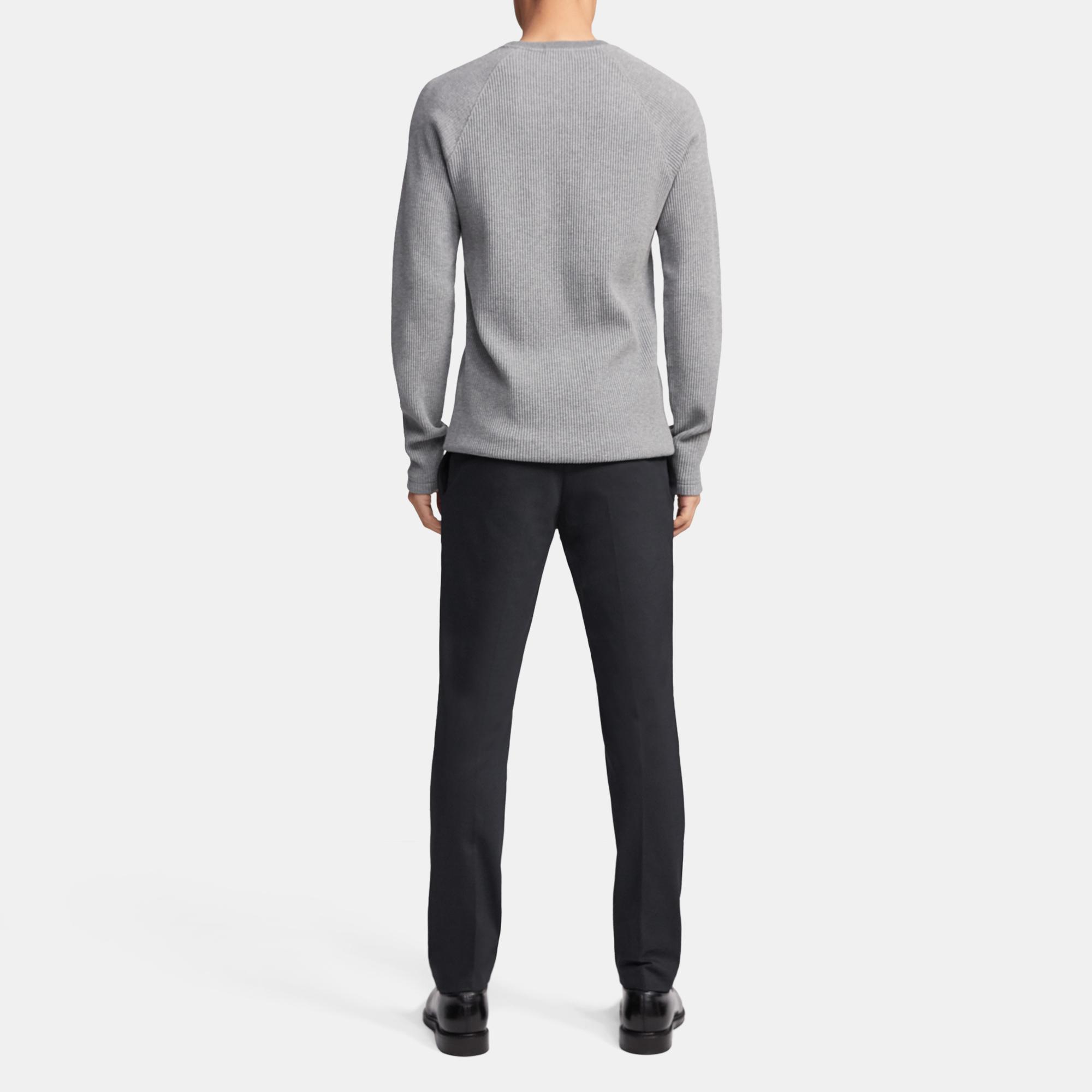 Crewneck Sweater in Waffle Knit Organic Cotton 0 - click to view larger image