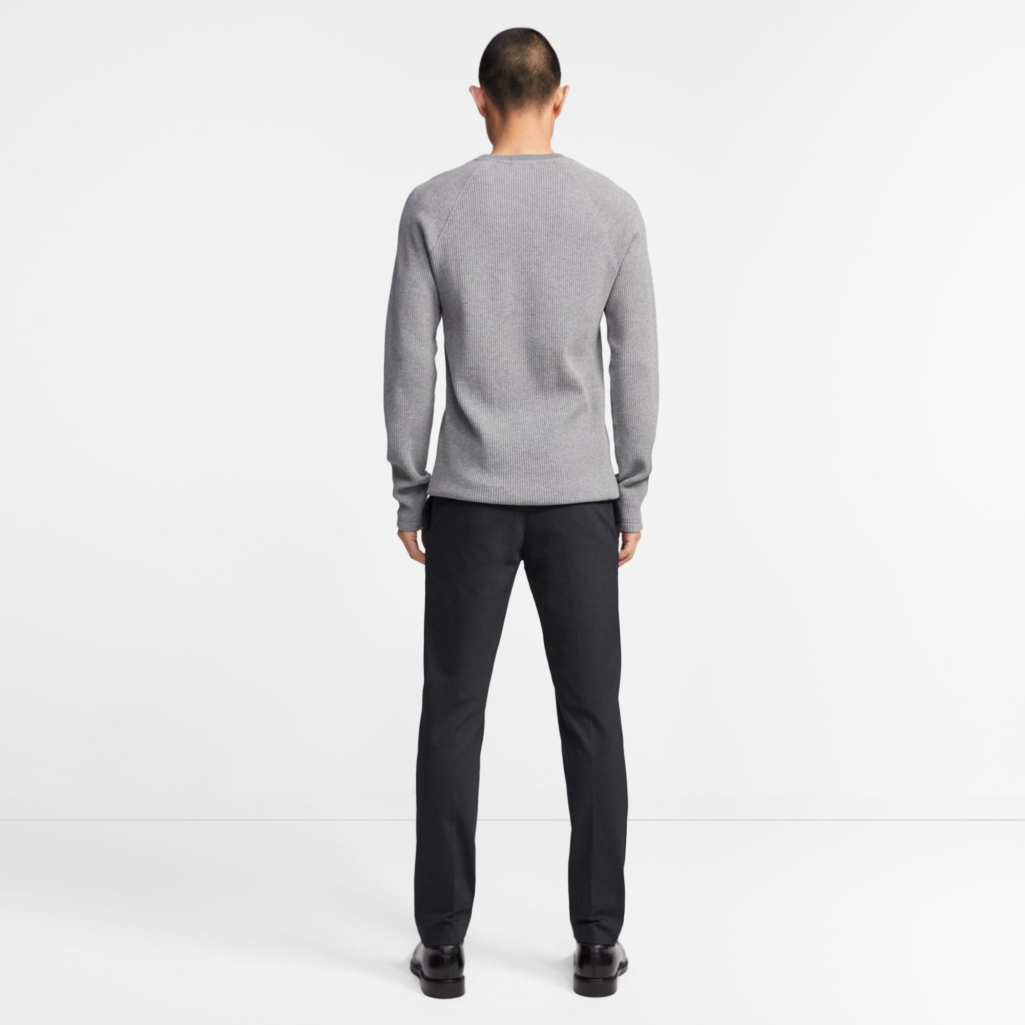 Crewneck Sweater in Waffle Knit Organic Cotton 0 - click to view larger image