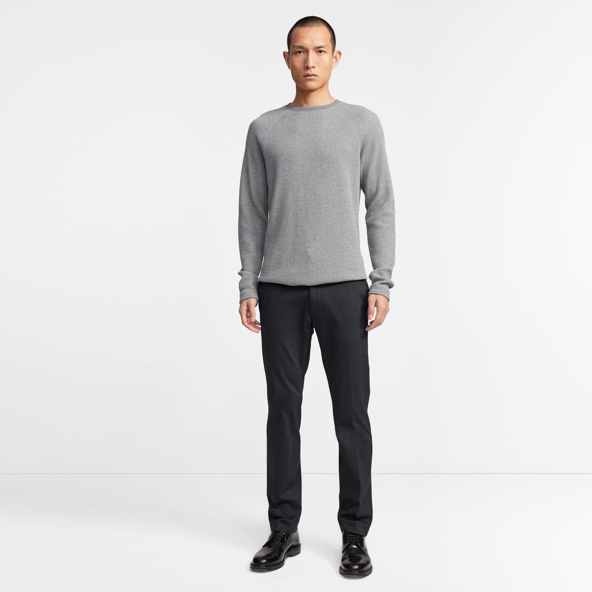 Crewneck Sweater in Waffle Knit Organic Cotton 0 - click to view larger image