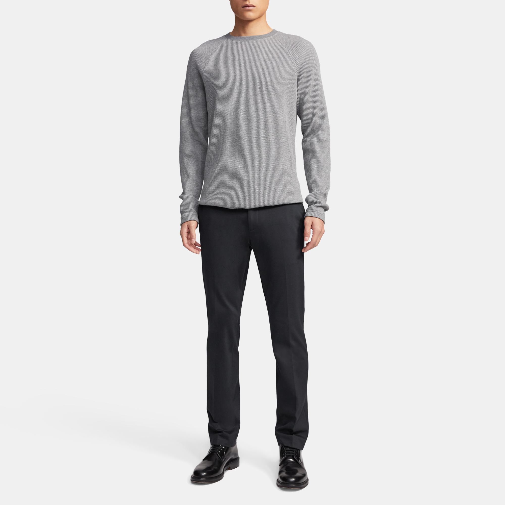 Crewneck Sweater in Waffle Knit Organic Cotton 0 - click to view larger image