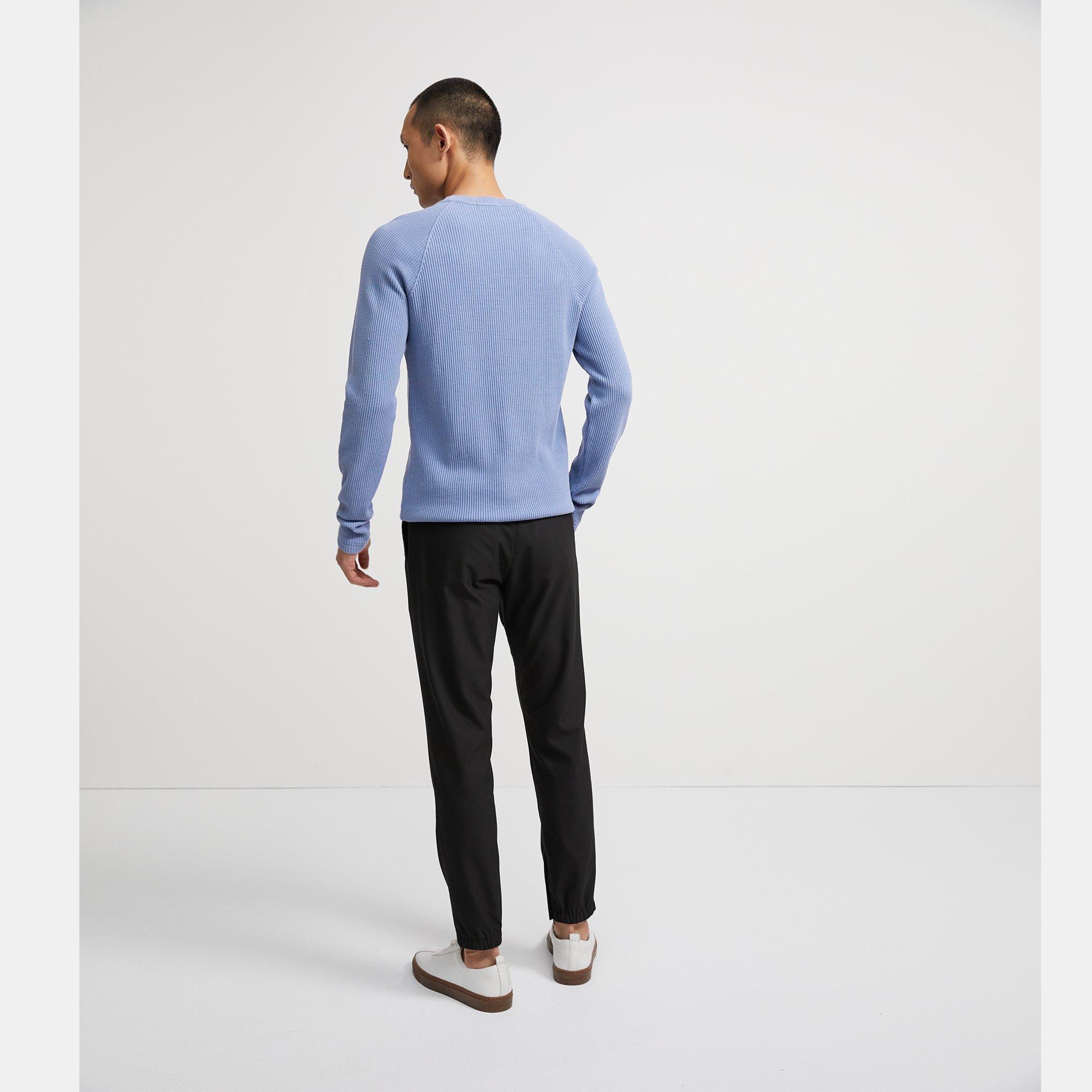 Crewneck Sweater in Waffle Knit Organic Cotton 0 - click to view larger image