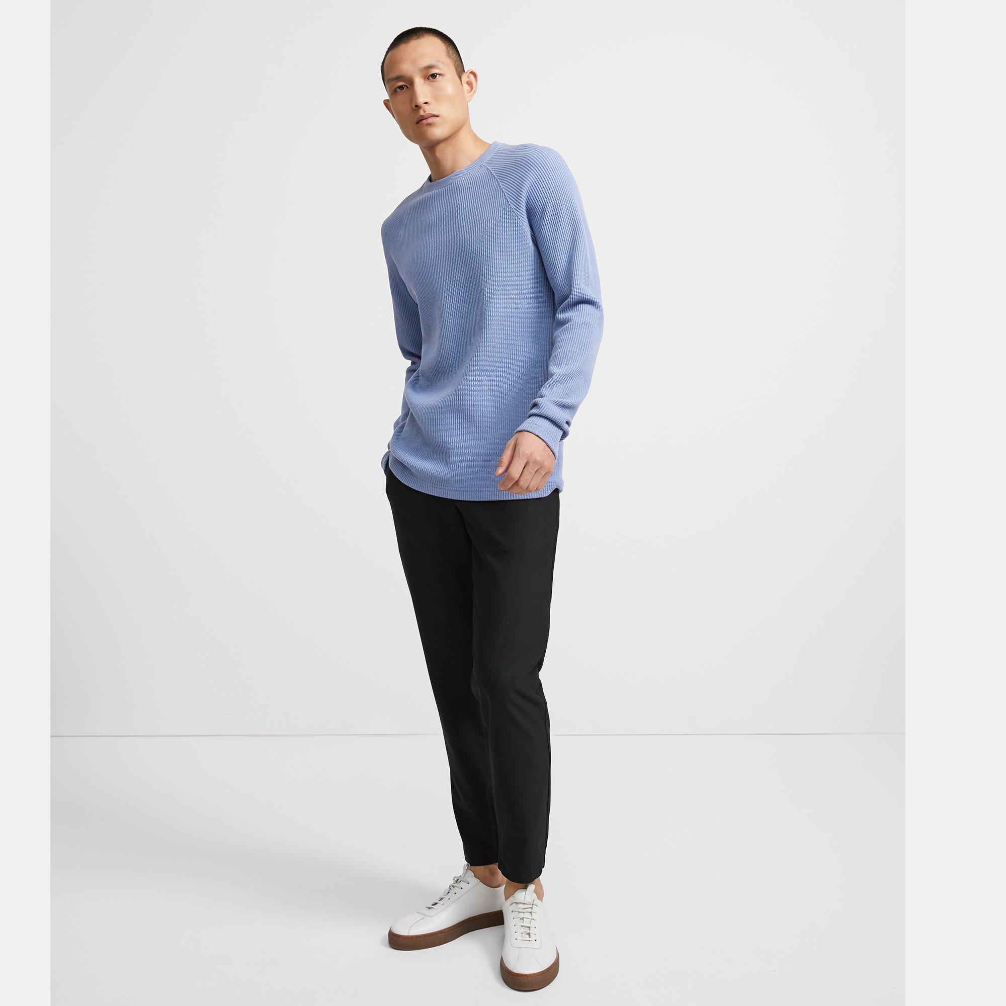Crewneck Sweater in Waffle Knit Organic Cotton 0 - click to view larger image