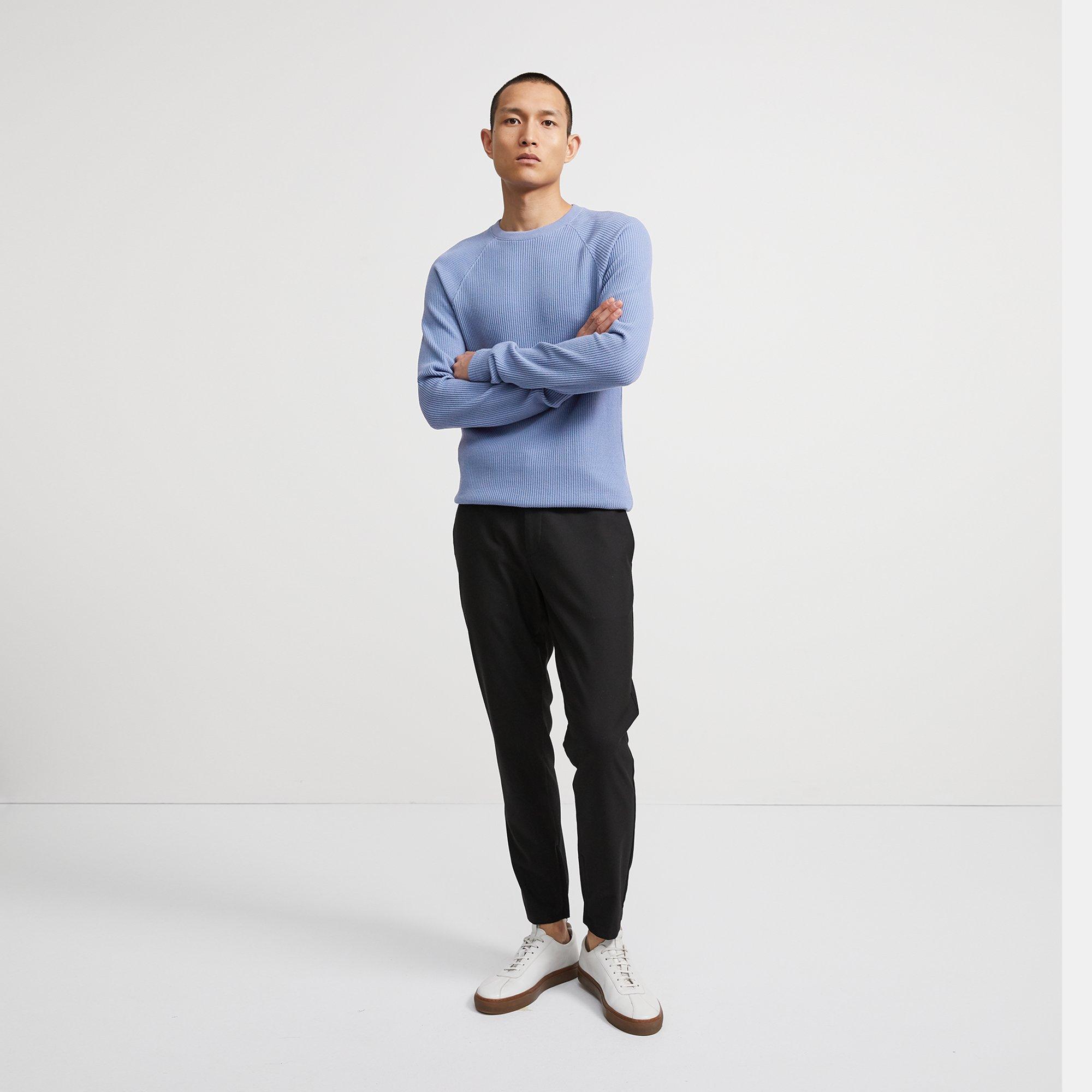 Crewneck Sweater in Waffle Knit Organic Cotton 0 - click to view larger image