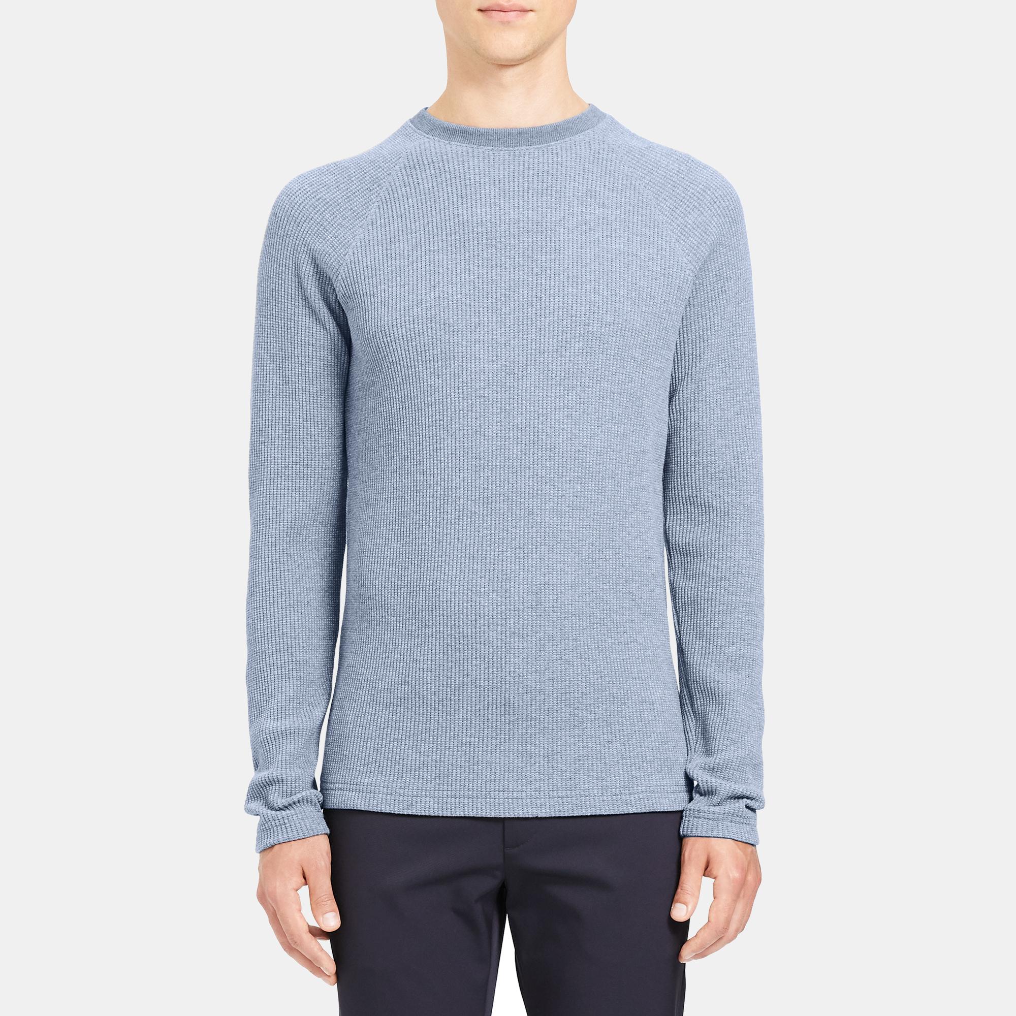 Crewneck Sweater in Waffle Knit Organic Cotton 0 - click to view larger image