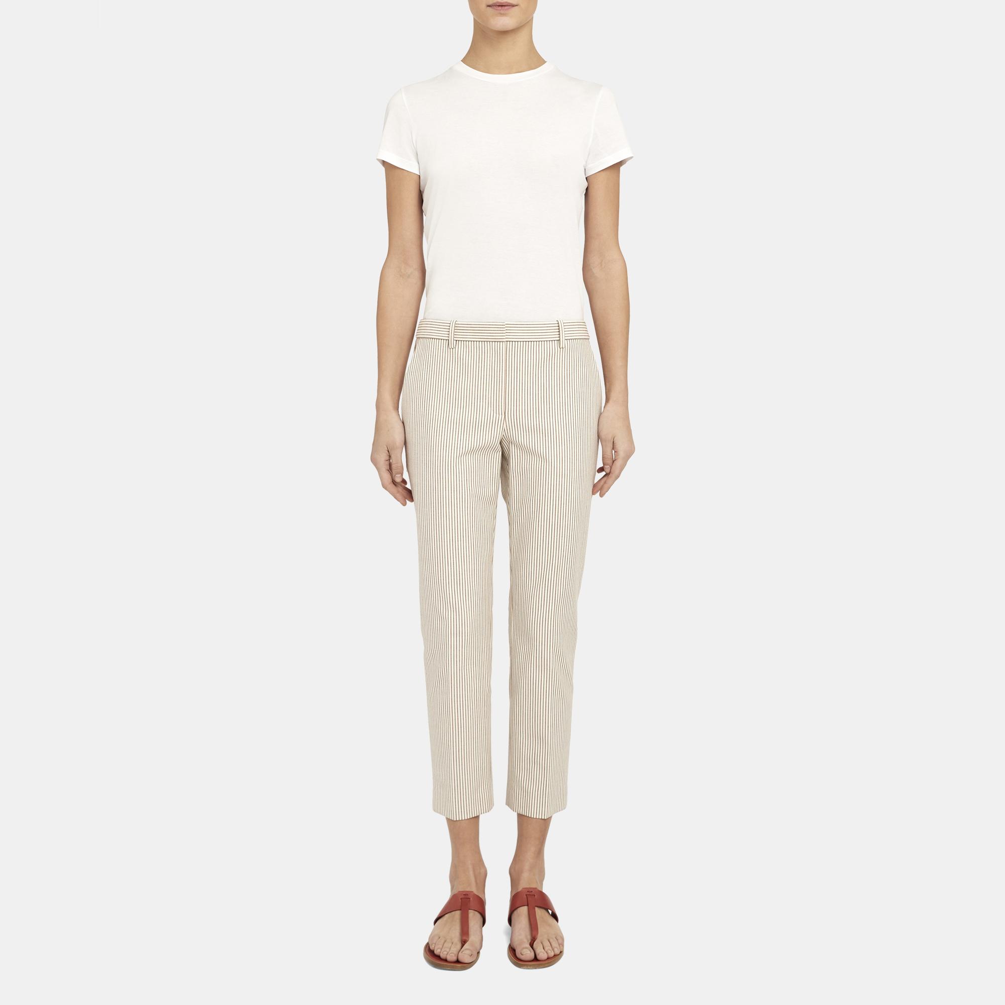 Treeca Pant in Striped Stretch Cotton 0 - click to view larger image