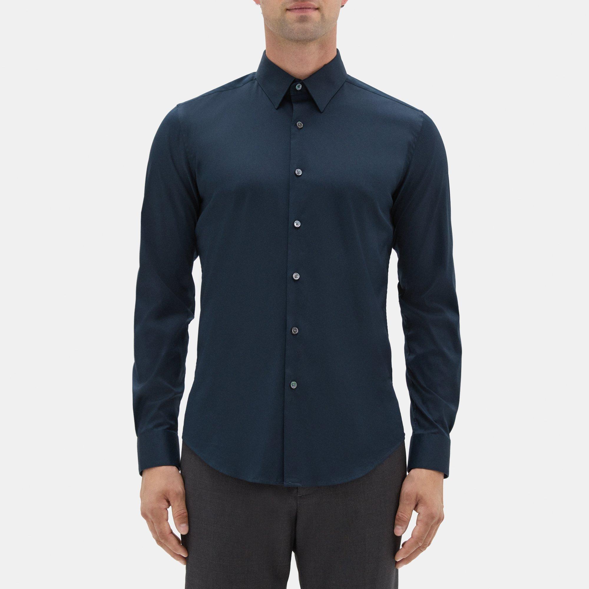 띠어리 실뱅 셔츠 K014504R 스트레치 코튼 Theory Sylvain Shirt In Stretch Cotton,Eclipse