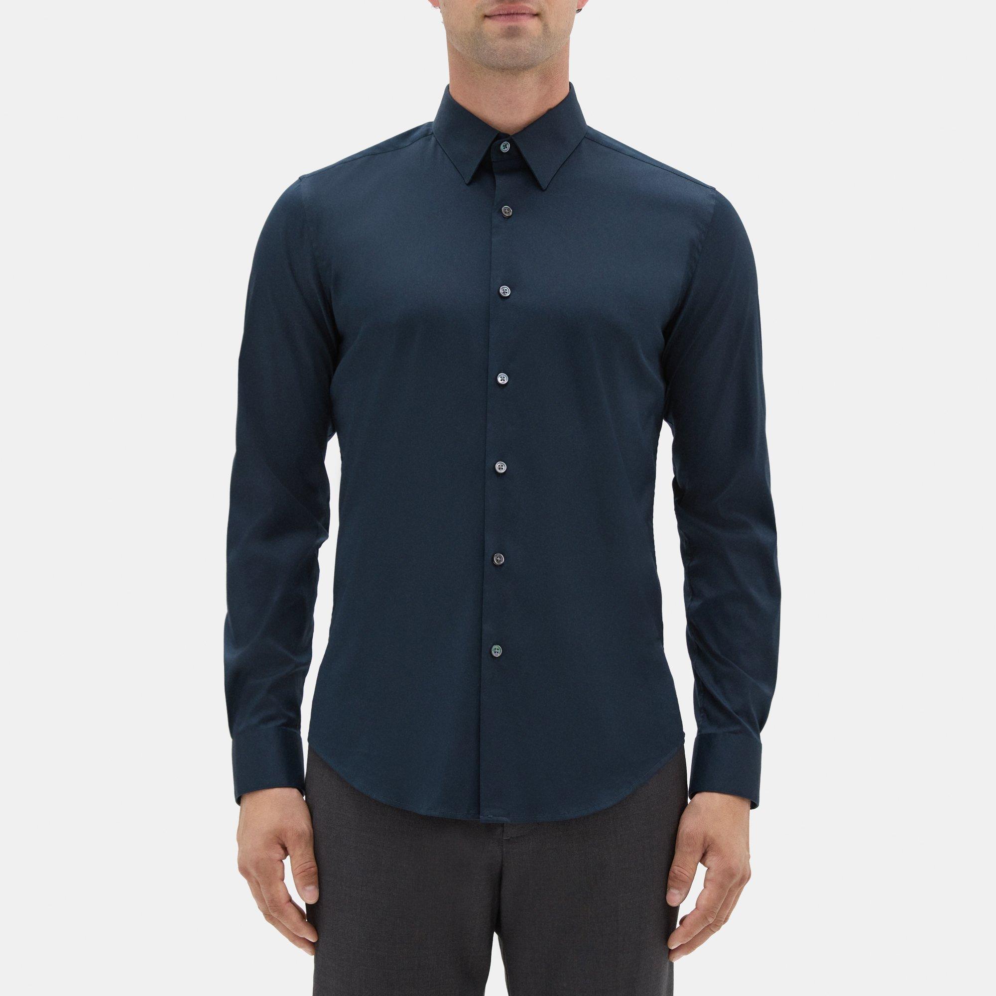 띠어리 실뱅 셔츠 K014504R 스트레치 코튼 Theory Sylvain Shirt In Stretch Cotton,ECLIPSE 