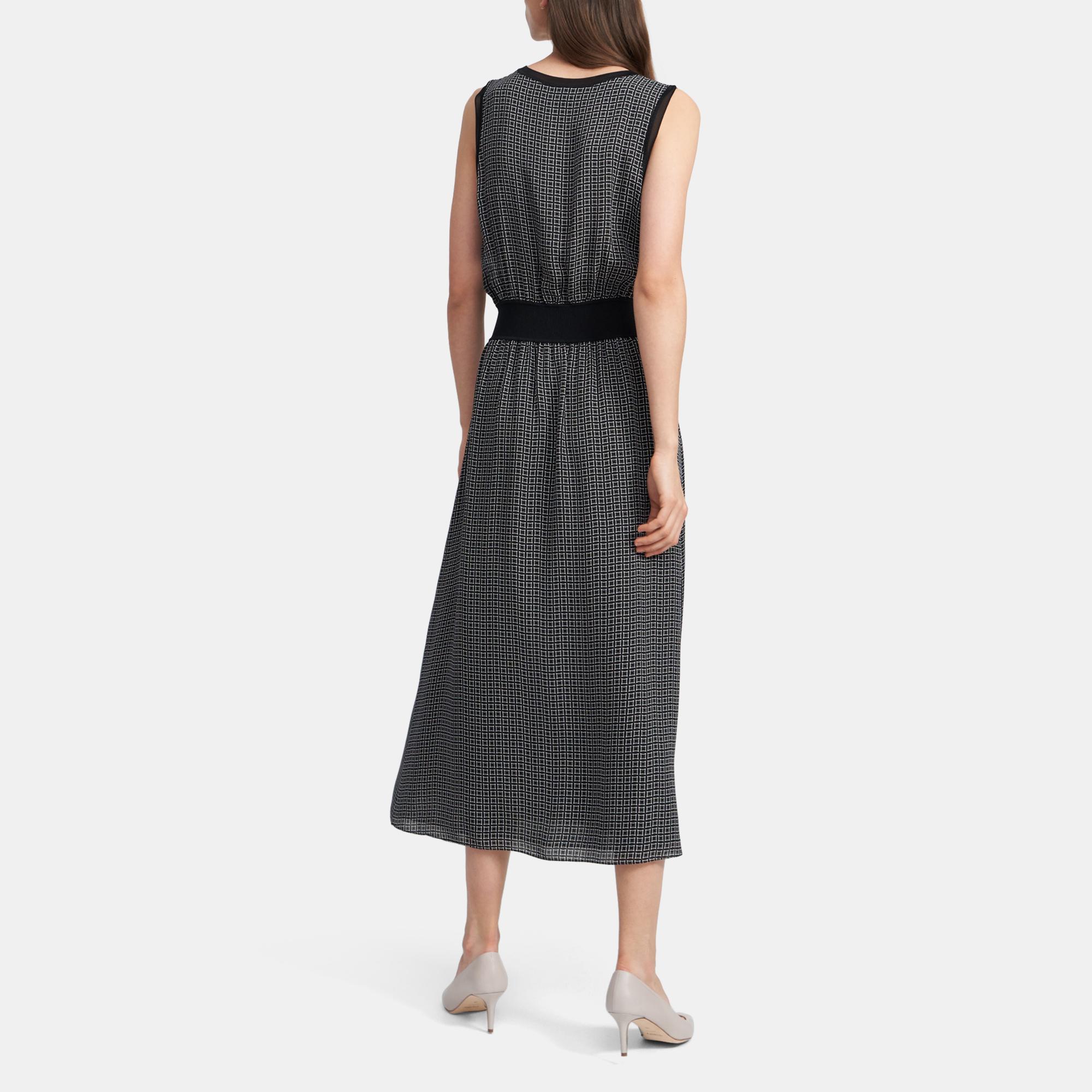 Ribbed Trim Dress in Diamond Print Silk 0 - click to view larger image