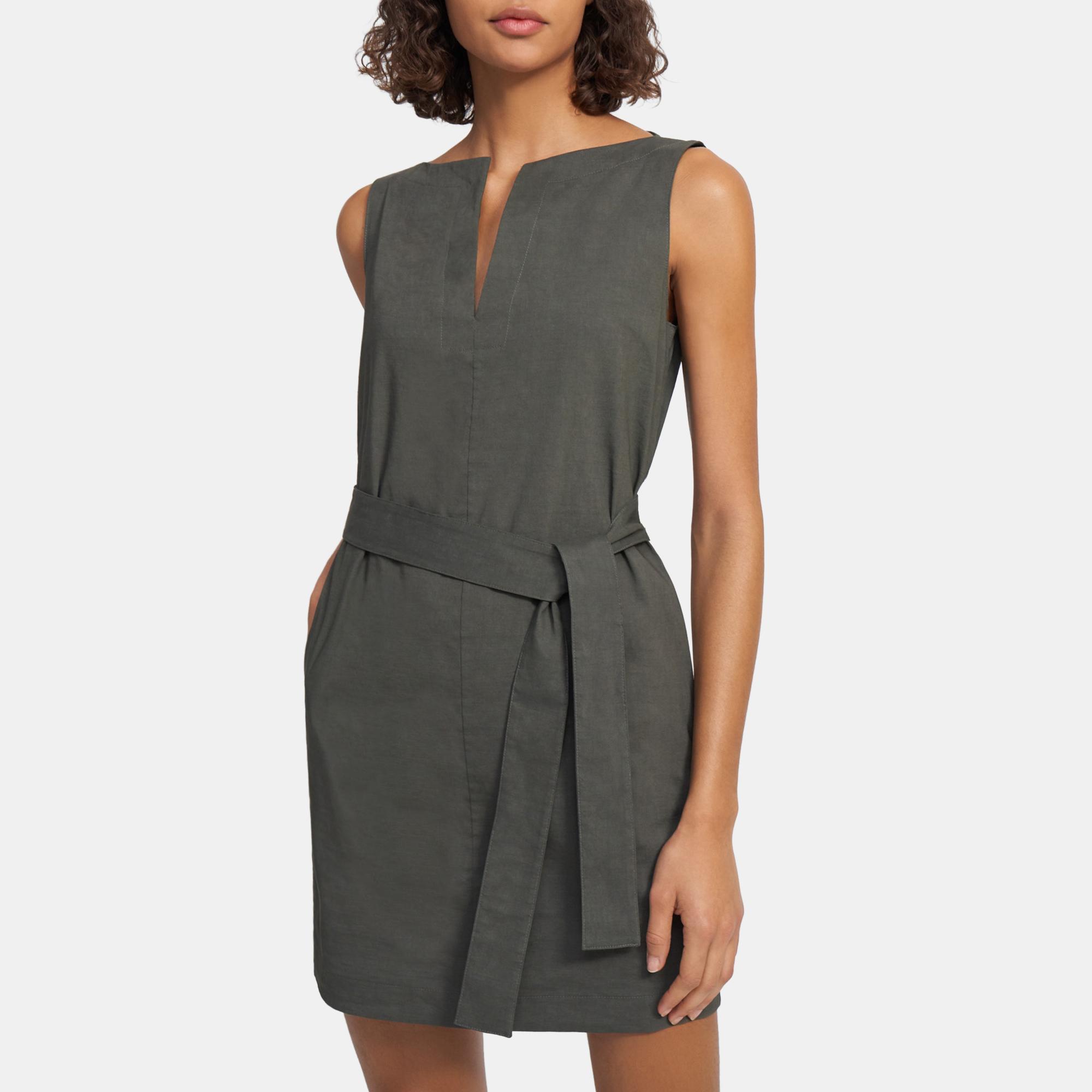 linen belted dress