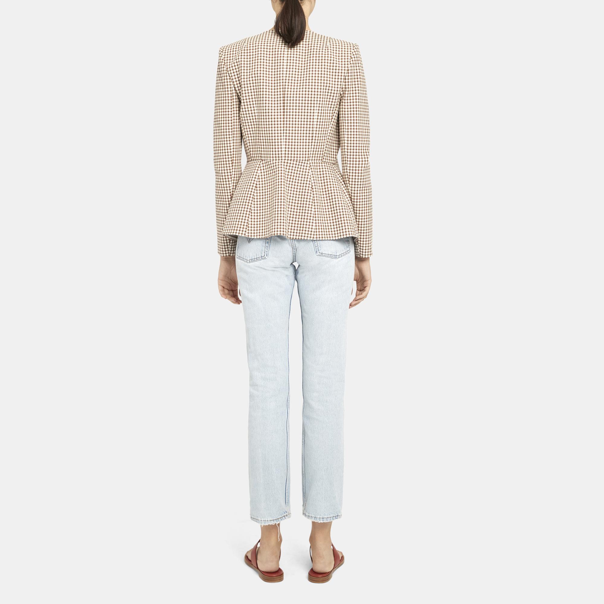 Sculpture Blazer in Grid Stretch Cotton 0 - click to view larger image
