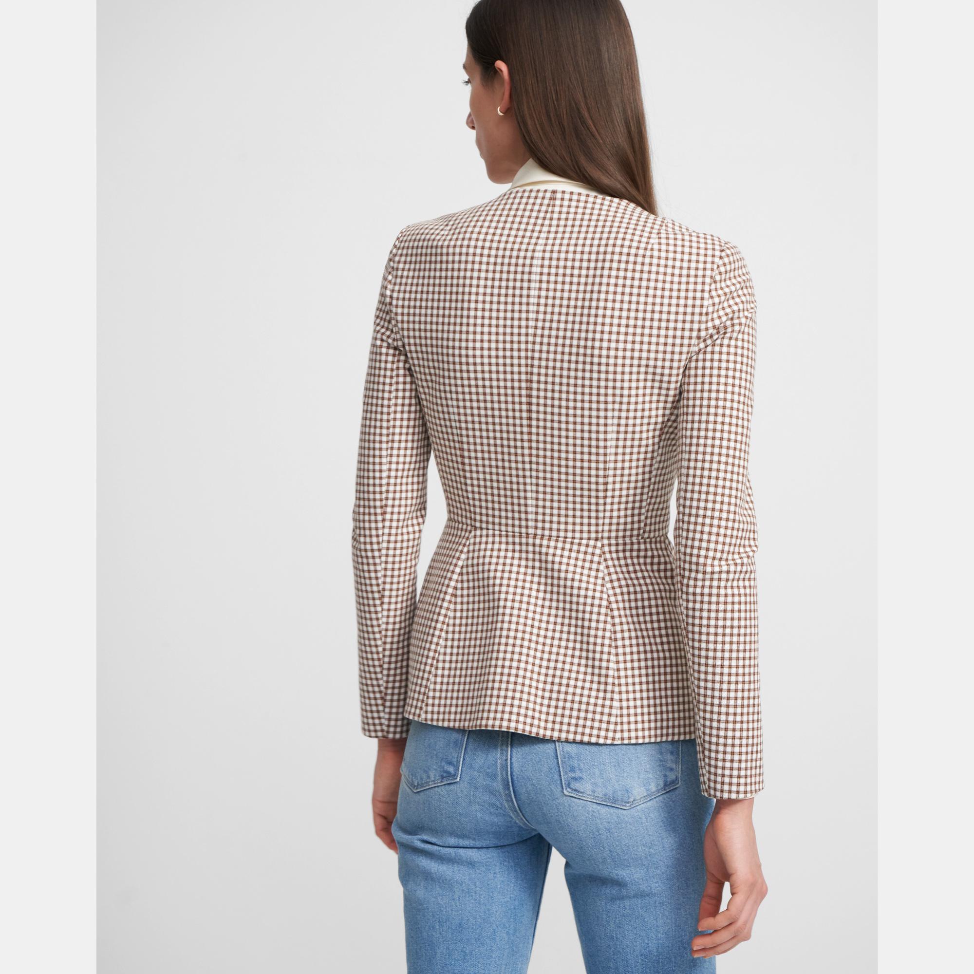 Sculpture Blazer in Grid Stretch Cotton 0 - click to view larger image