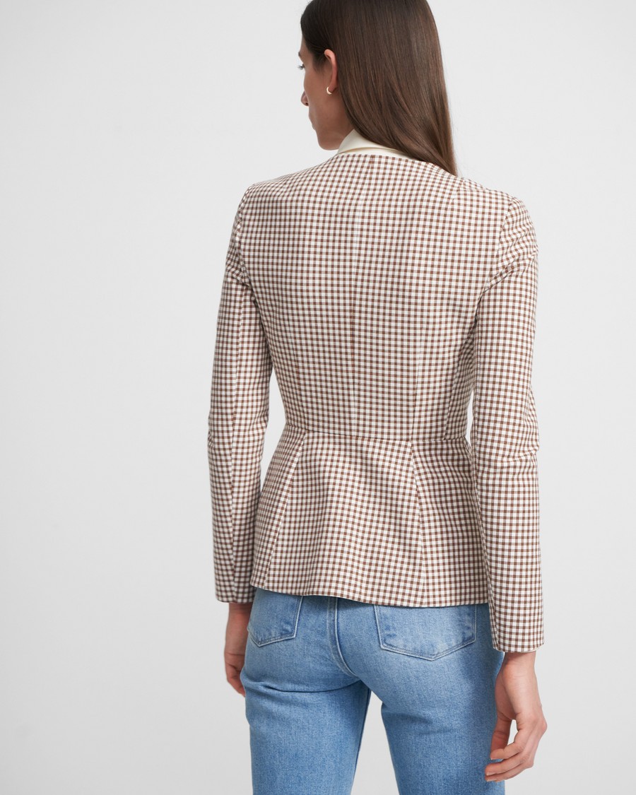 Sculpture Blazer in Grid Stretch Cotton 0 - click to view larger image