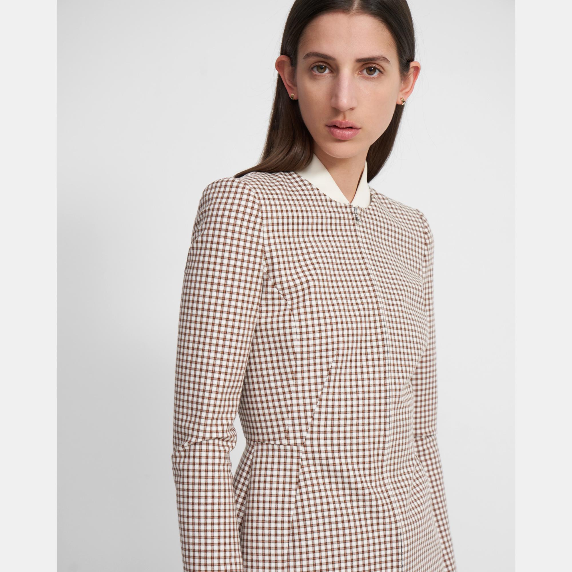 Sculpture Blazer in Grid Stretch Cotton 0 - click to view larger image