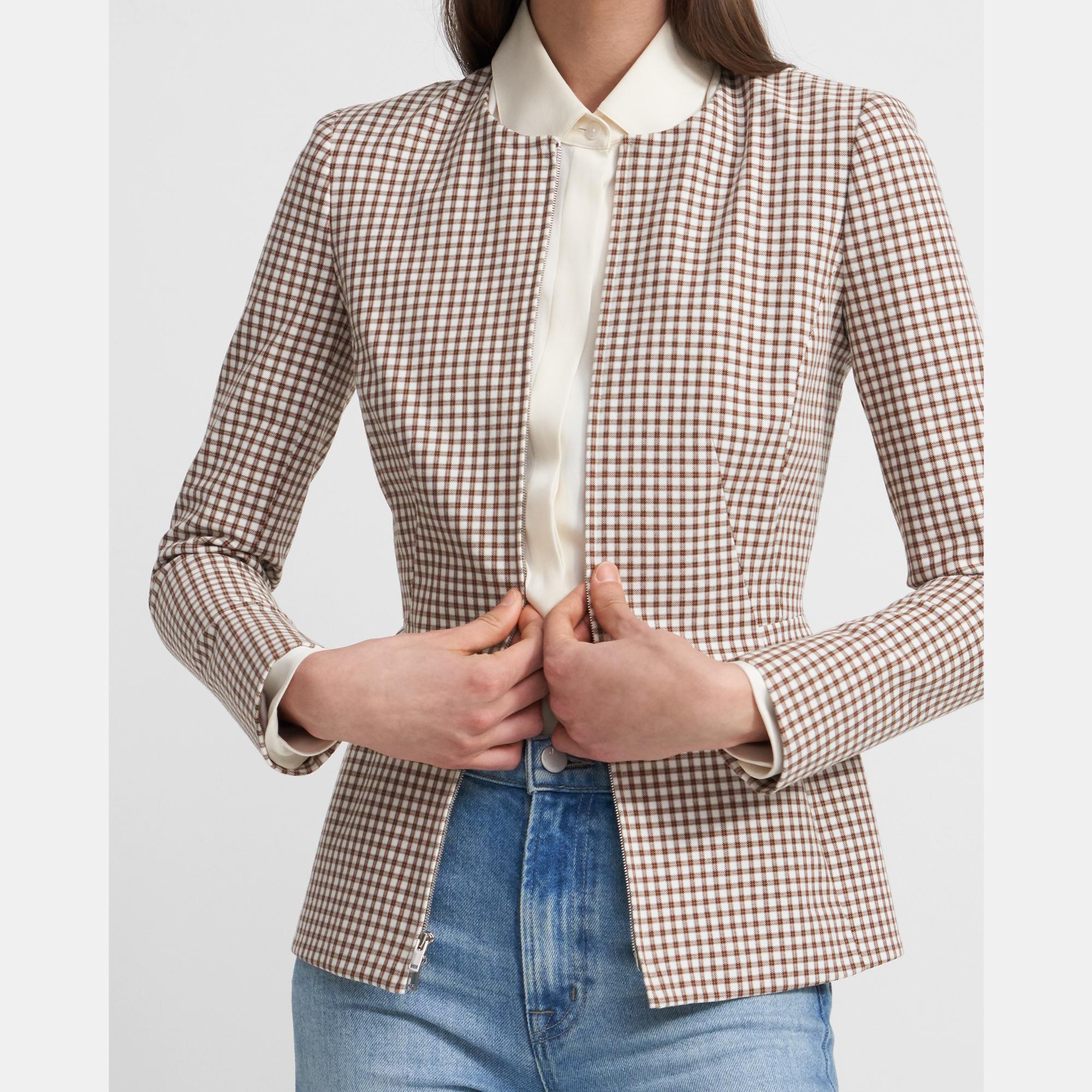 Sculpture Blazer in Grid Stretch Cotton 0 - click to view larger image