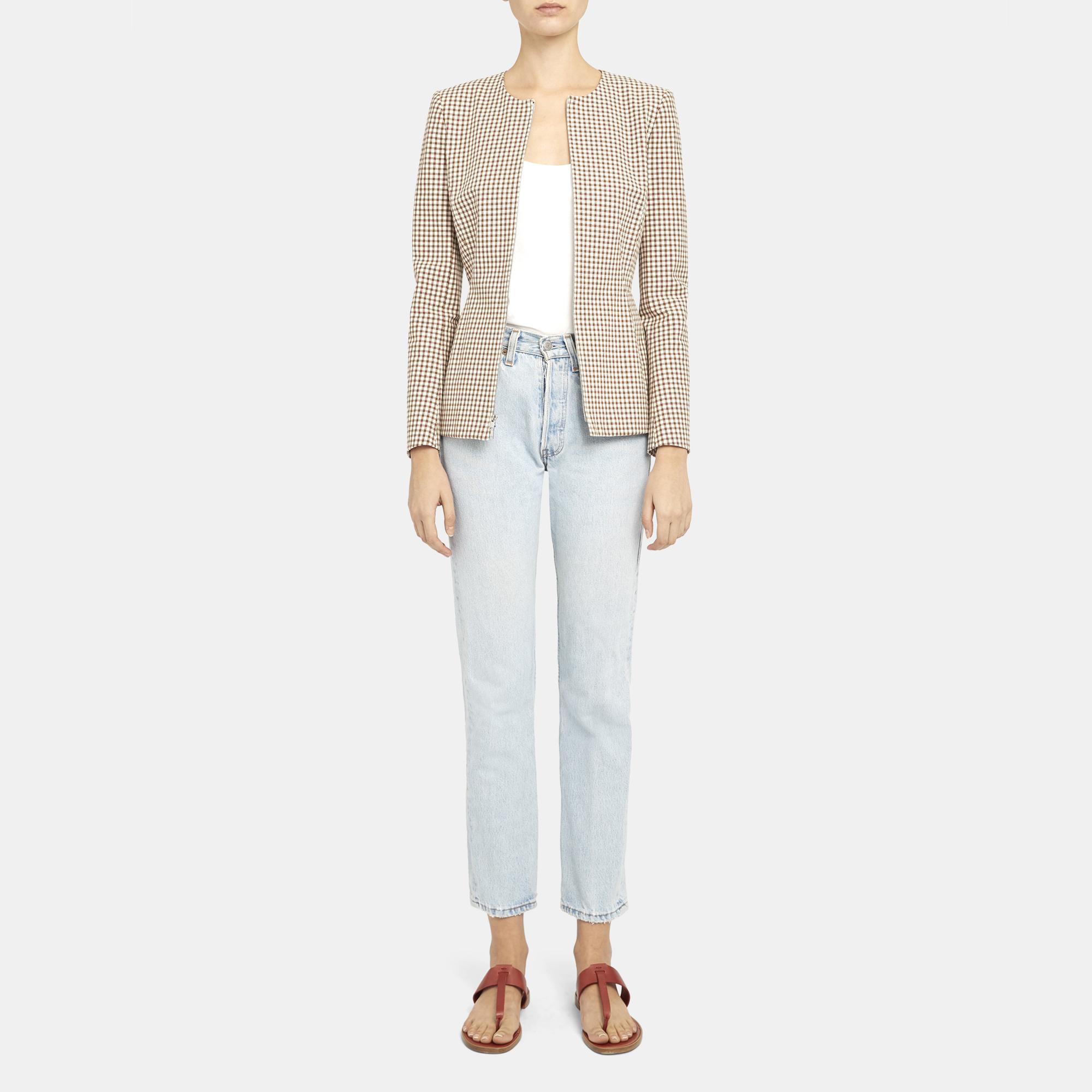 Sculpture Blazer in Grid Stretch Cotton 0 - click to view larger image