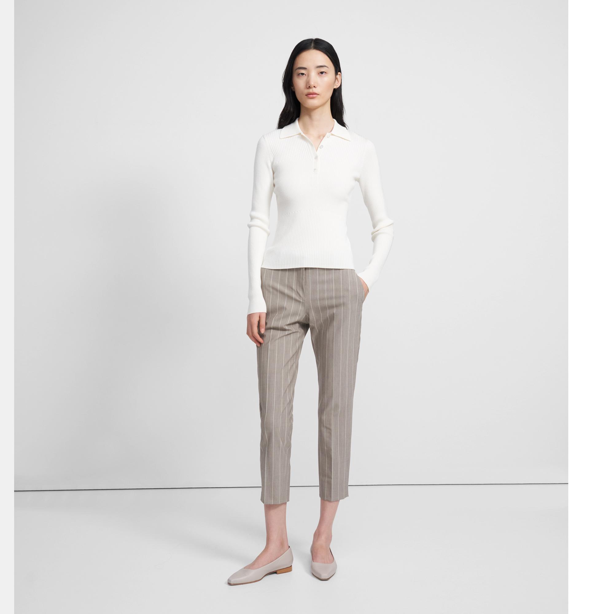 theory ribbed polo sweater