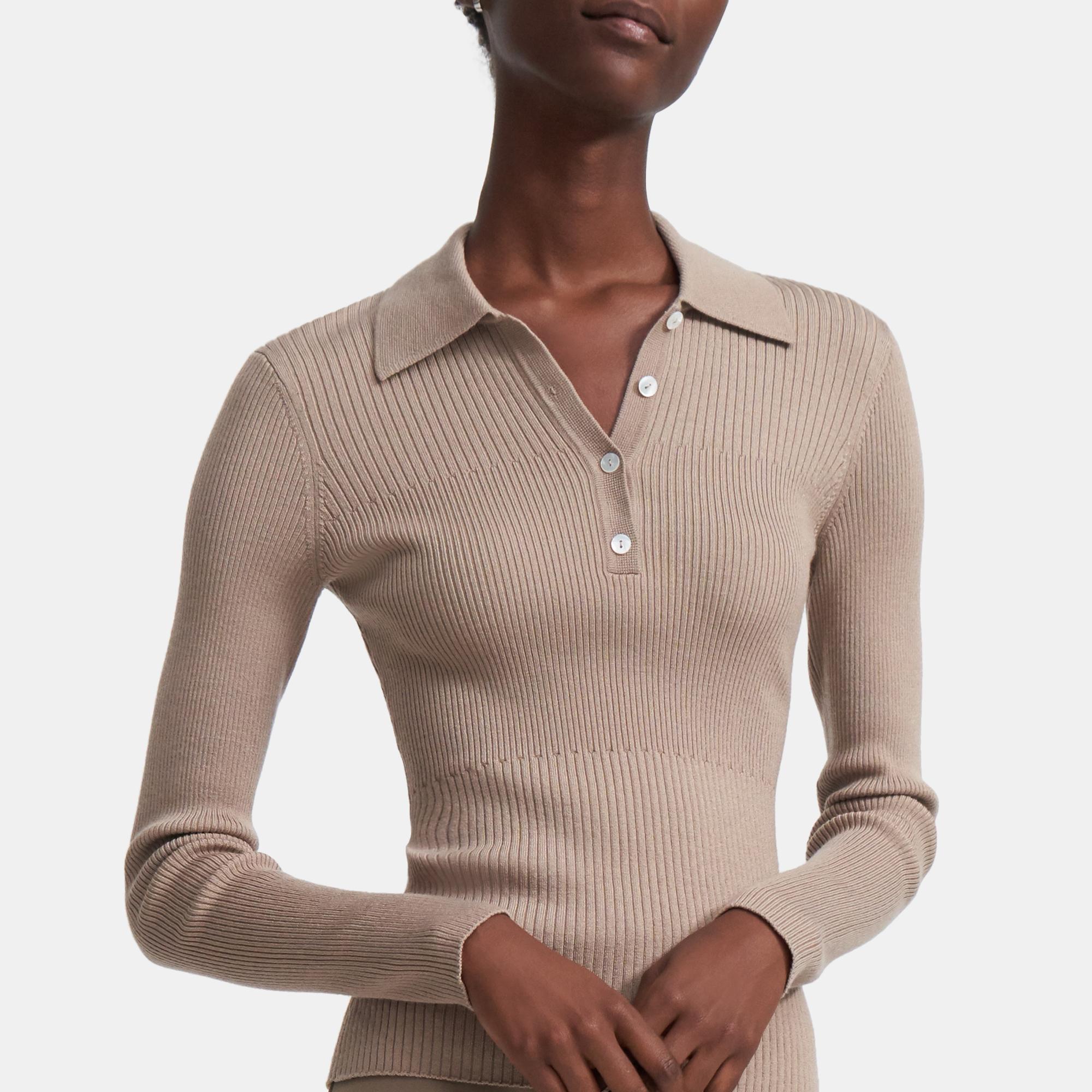 ribbed polo sweater